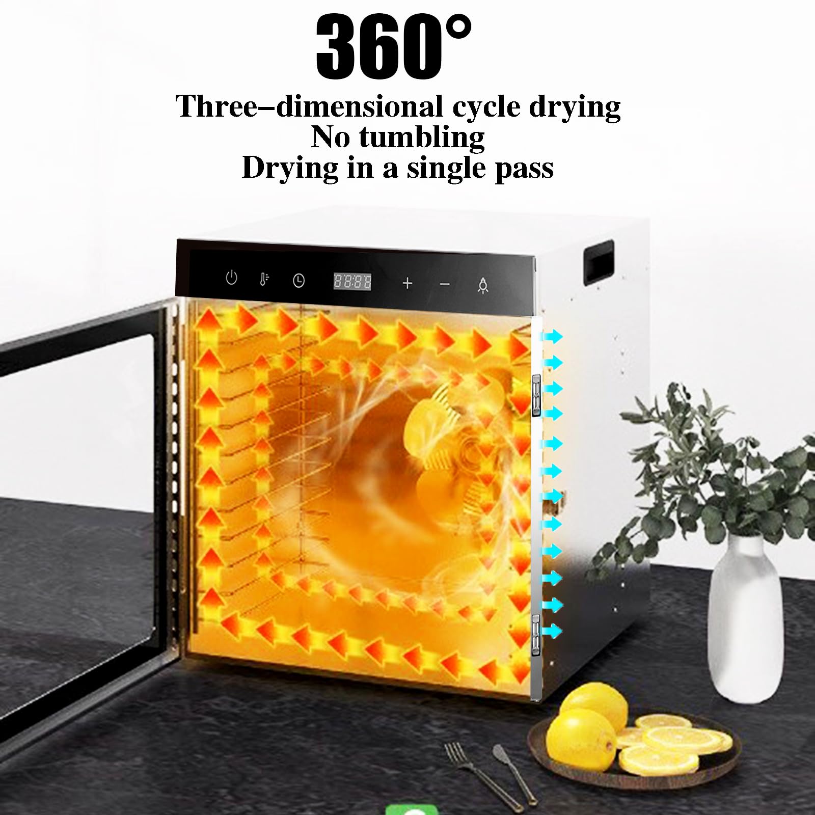 Commercial Food Dehydrator Machine - 10 Stainless Steel Trays with Adjustable Timer & Temperature Control - Perfect for Drying Fruits, Meat, Beef Jerky, Herbs - Ideal for Home Kitchens, Restaurants & Food Preservation Businesses