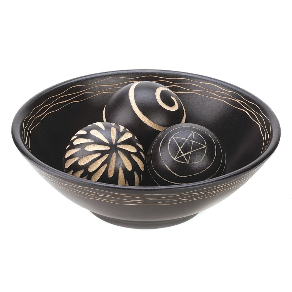 Smart Living Company 12047 Artisan Deco Bowl and Balls Set - Handcrafted Multicolor Decorative Bowl with Balls for Home Decor, Table Centerpiece, Gift Idea, and Zen Meditation Accessories