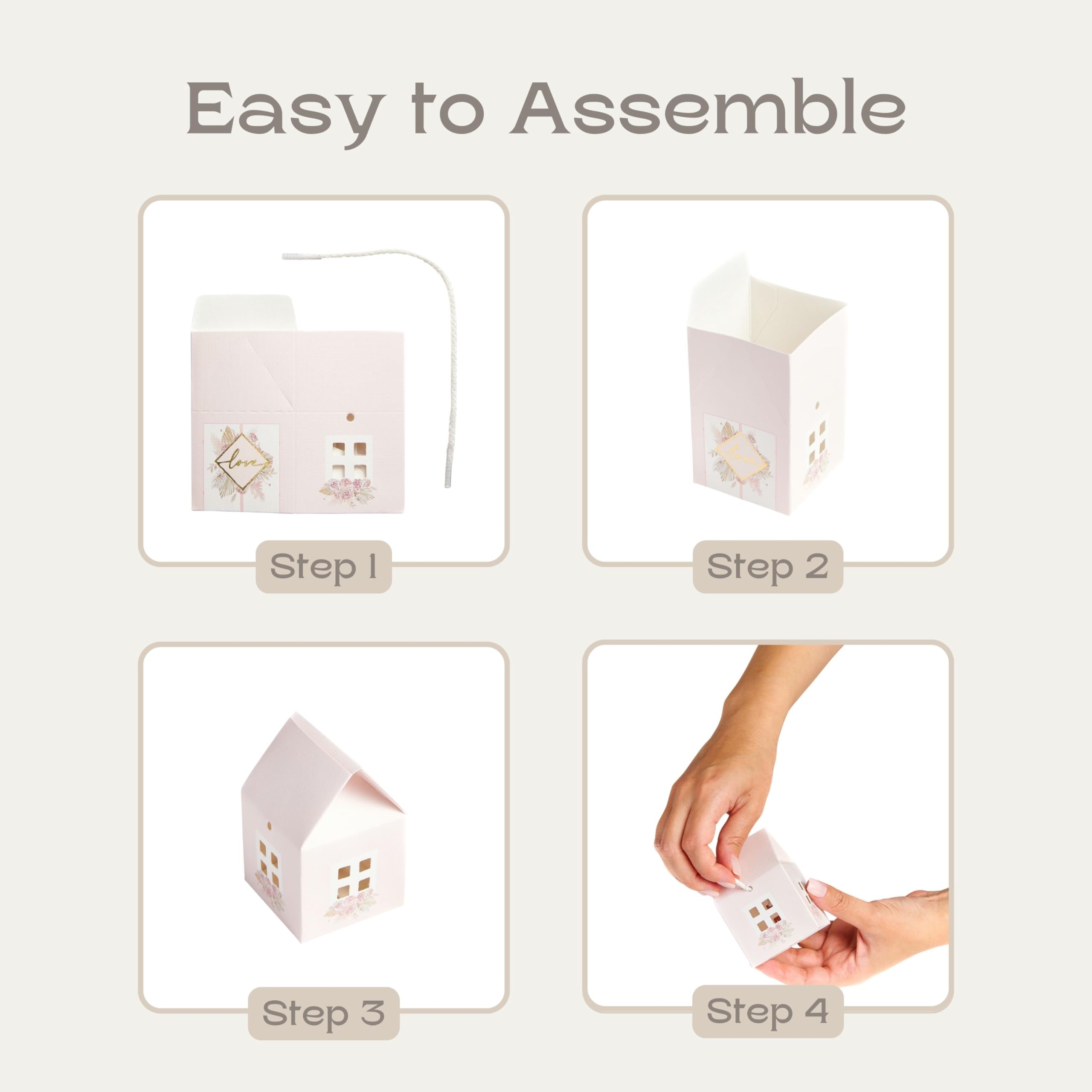 40pcs White Floral Wedding Favor Boxes 2.16x2.16x1.96in - Candy Party Decor