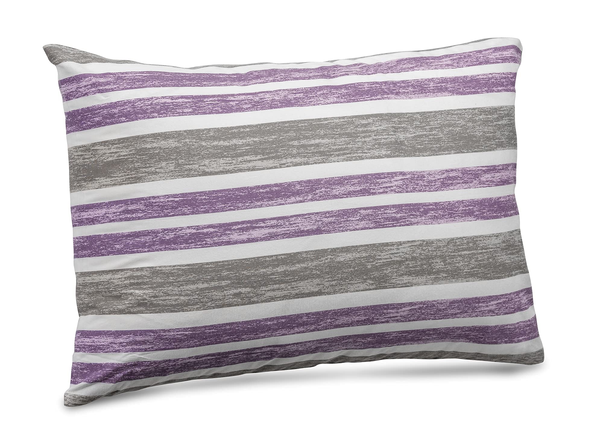 XLNT Twin Size Bedding Set - 6 Piece Duvet Cover, Comforter Cover, Bed Sheet & Pillowcases | Soft Cotton Blend | Machine Washable | Cabana Stripe Lilac Design | Perfect for Kids Rooms, Guest Beds & Dorm Decor