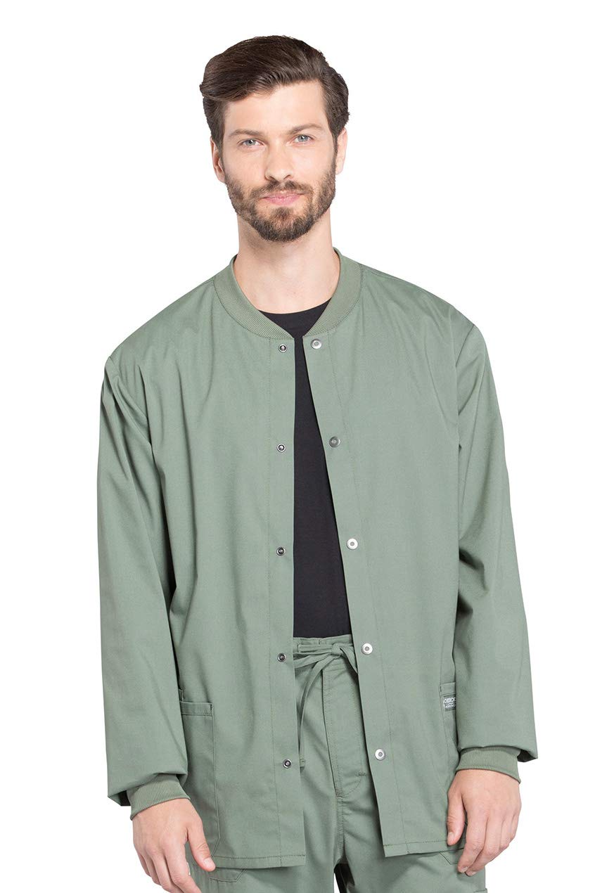 Cherokee WW360 Men's Warm Up Scrubs Jacket - Snap Front Workwear for Medical Professionals - Perfect for Hospitals, Clinics & Healthcare Workers