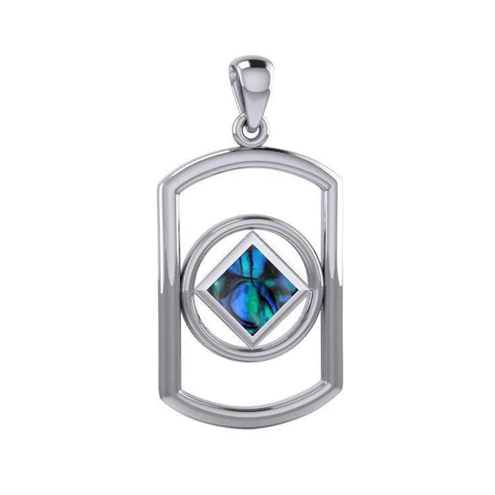 Rectangle Silver Pendant with Inlaid NA Recovery Symbol - Elegant Jewelry for Addiction Recovery & Spiritual Healing - Perfect for Gifts, Meetings & Daily Wear