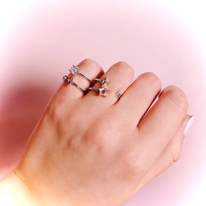 Star Blossom Ring - Elegant Floral Jewelry for Women, Sterling Silver Flower Ring, Perfect Gift for Valentine's Day, Anniversary & Special Occasions - Ideal for Weddings, Date Nights & Everyday Wear
