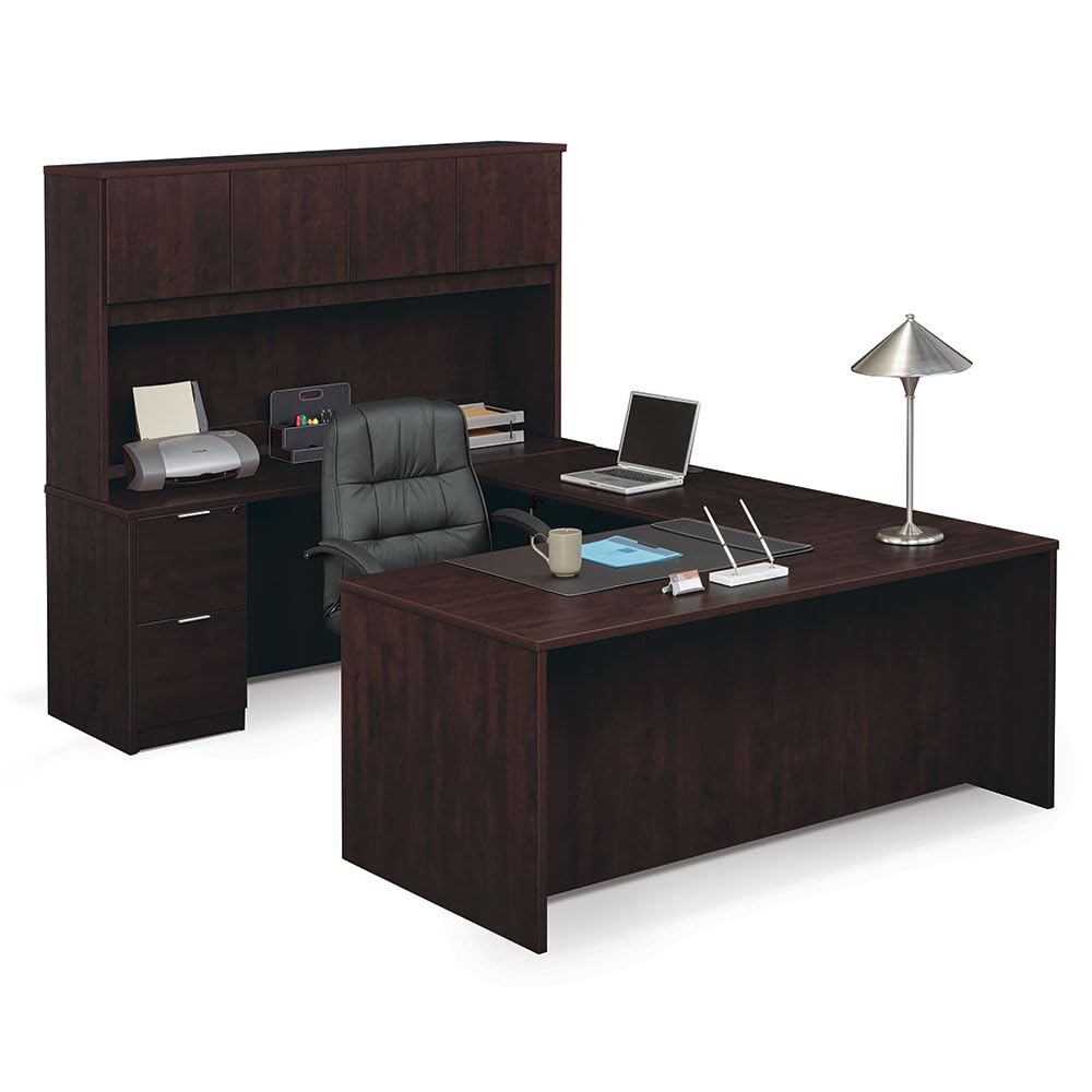U-Shaped Office Desk with Reversible Bridge & 2-Drawer File Cabinet - 71