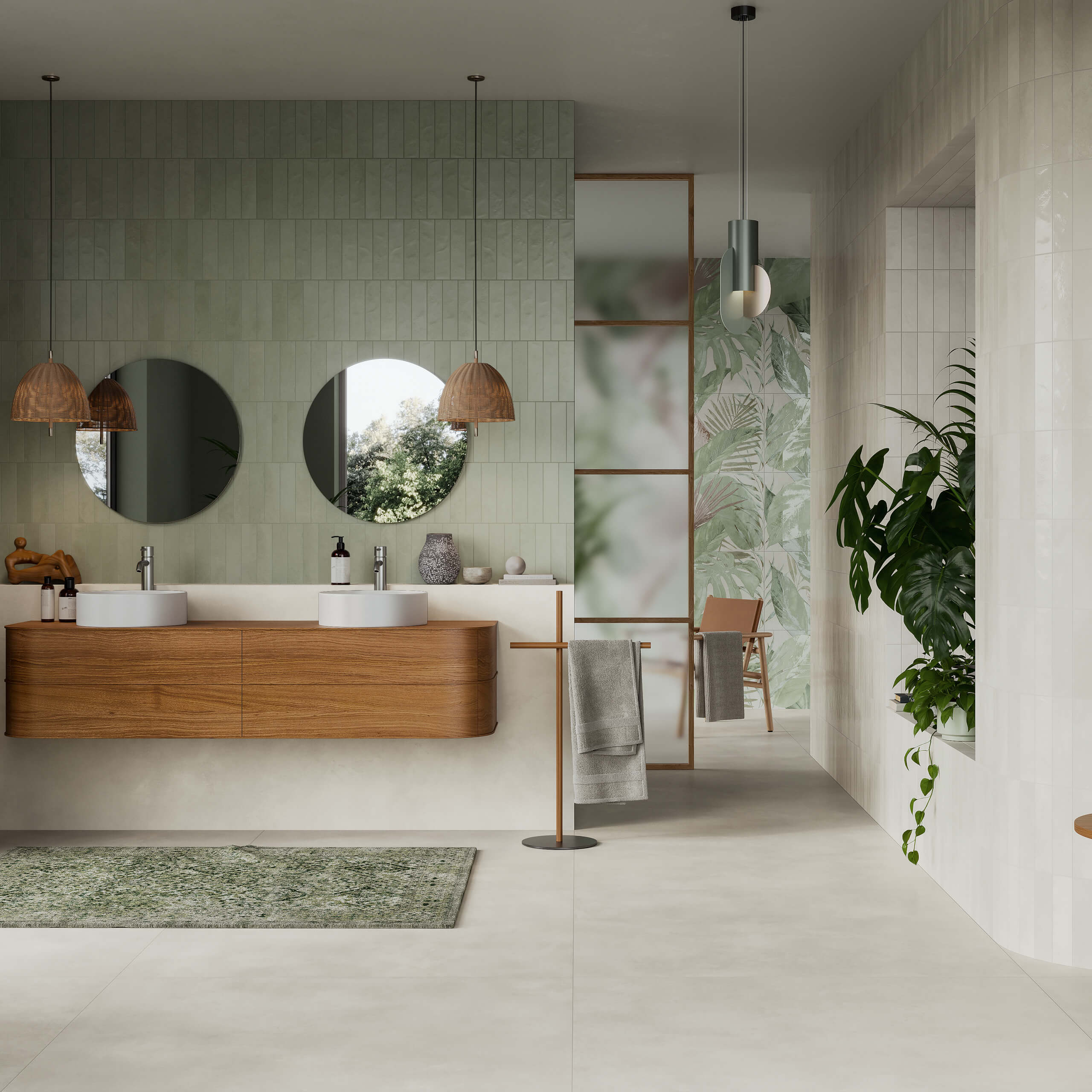 Miniature Ceramic Tile 60x240mm Matte Green - Perfect for Kitchen Backsplash, Bathroom Walls & Modern Interior Design