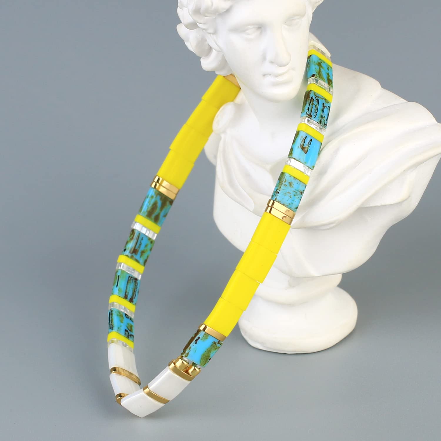 Bohemian Stretch Bracelets for Women - Handmade Tila Bead Friendship Bracelets, Chic Adjustable Elastic Beaded Jewelry - Perfect for Casual Wear, Gifts, and Festival Outfits