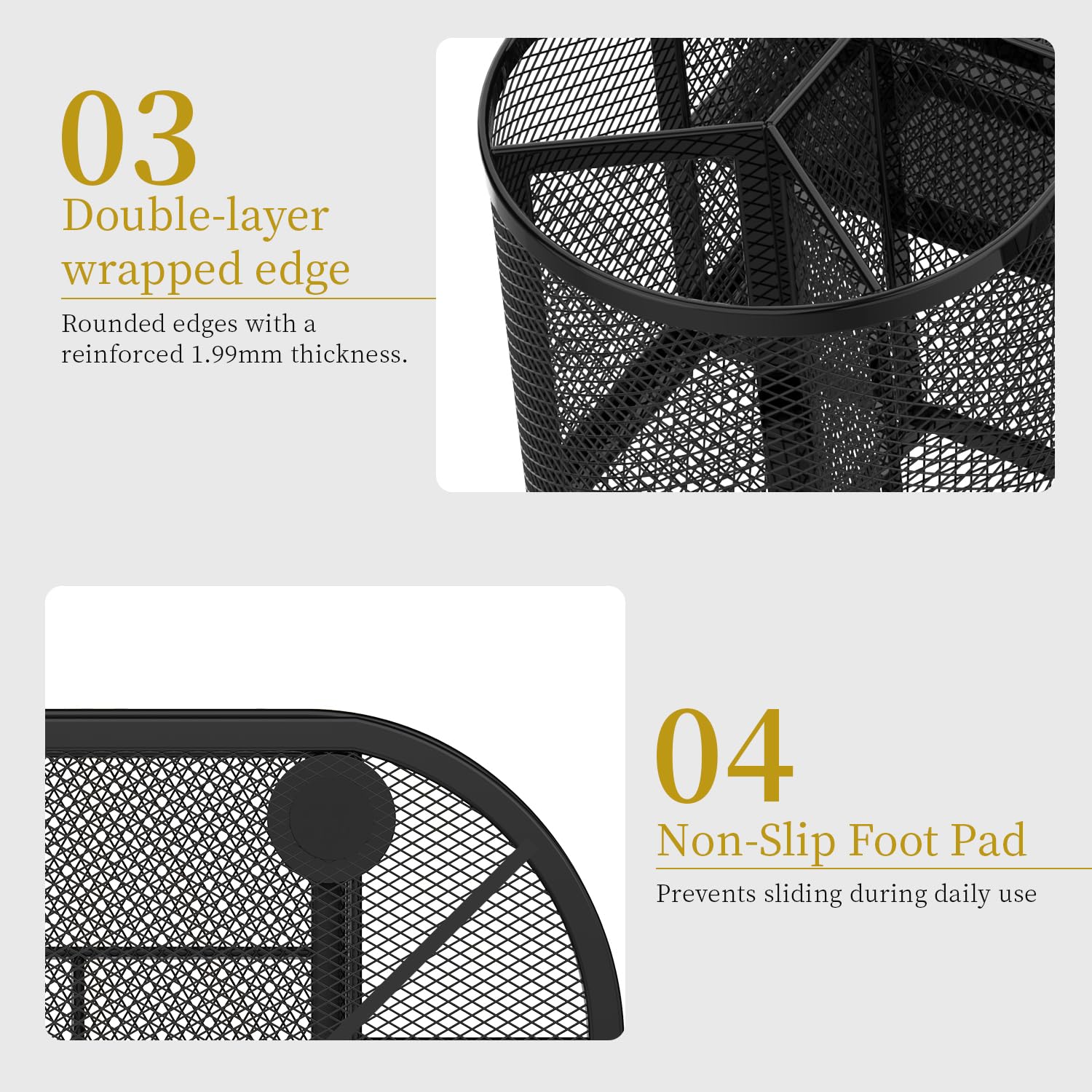 SUPEASY Mesh Desk Organizer with 2 Drawers - Black Office Desk Accessory for Pens, Pencils & Supplies | Perfect for Home Office, School & Workspace Organization