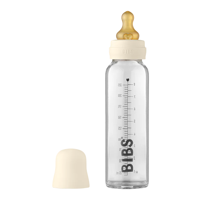 BIBS Baby Glass Bottle Set - 225ml (7.6oz) Ivory | BPA-Free, Durable & Safe for Newborns & Infants | Perfect for Breastfeeding, Formula Feeding & On-the-Go Use