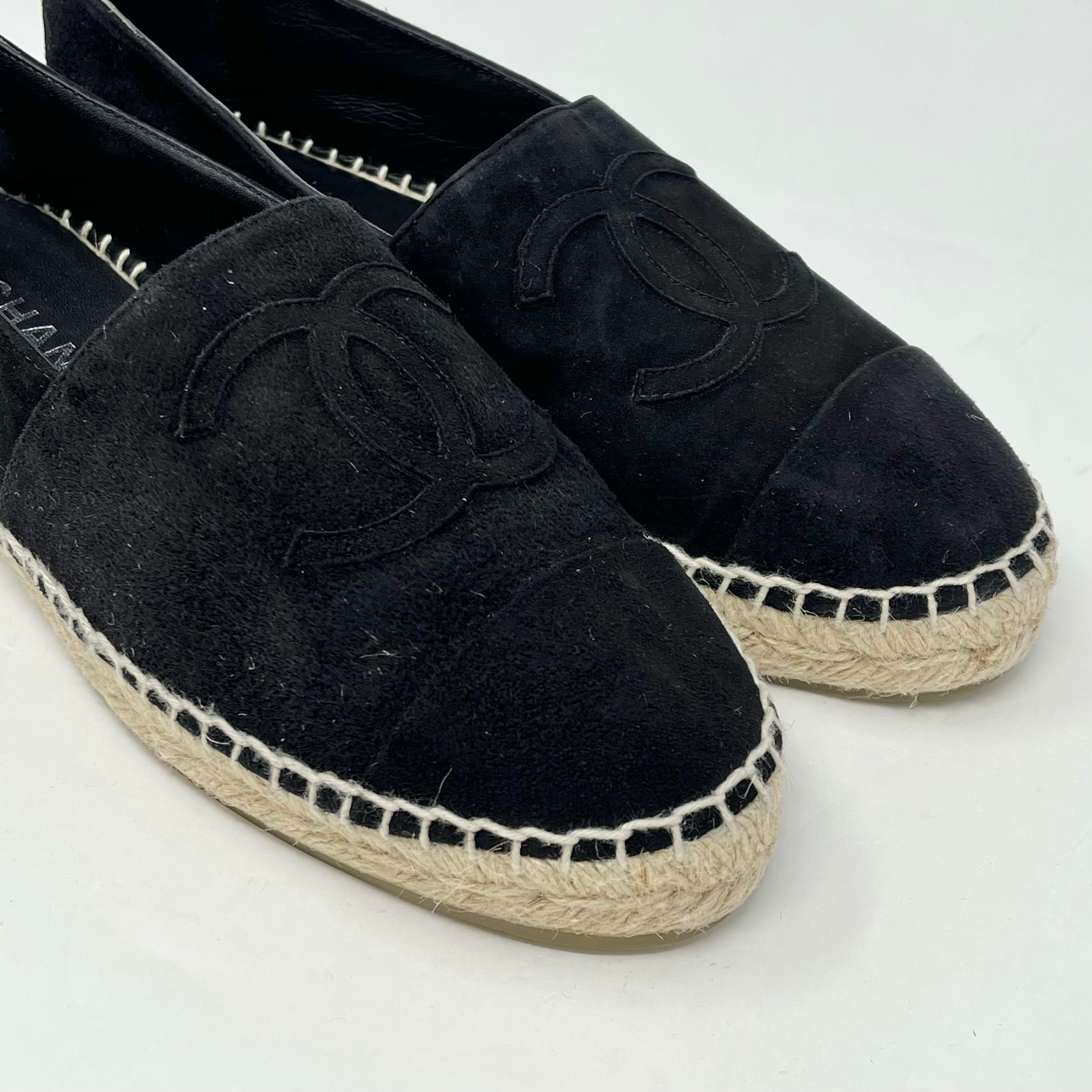 Chanel Classic Espadrille Flats - Women's Comfortable Canvas Shoes with Jute Sole | Perfect for Casual Outfits, Summer Beach Wear & Everyday Fashion