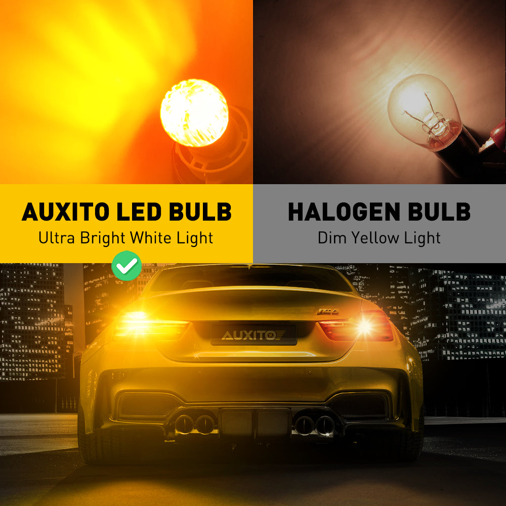 Amber 1156 LED Bulbs - Super Bright BA15S 7506 1141 P21W Turn Signal Lights for Cars, Trucks & Motorcycles | Perfect for Blinkers, Tail Lights, Brake Lights & Side Markers | Durable 1:1 Design Replacement Bulbs for Enhanced Visibility & Safety