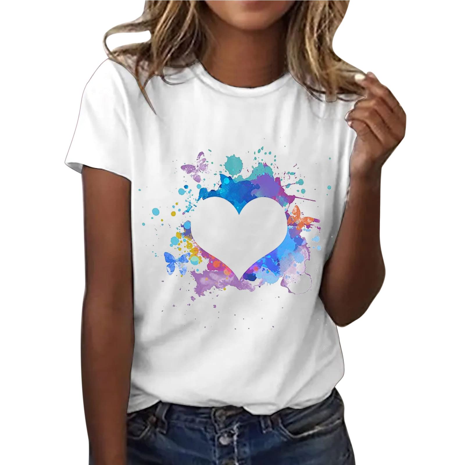 Women's Floral Printed Short Sleeve T-Shirt - Summer Blouse Tunic Top with Graphic Design | Perfect for Casual Wear, Beach Outfits & Vacation Style