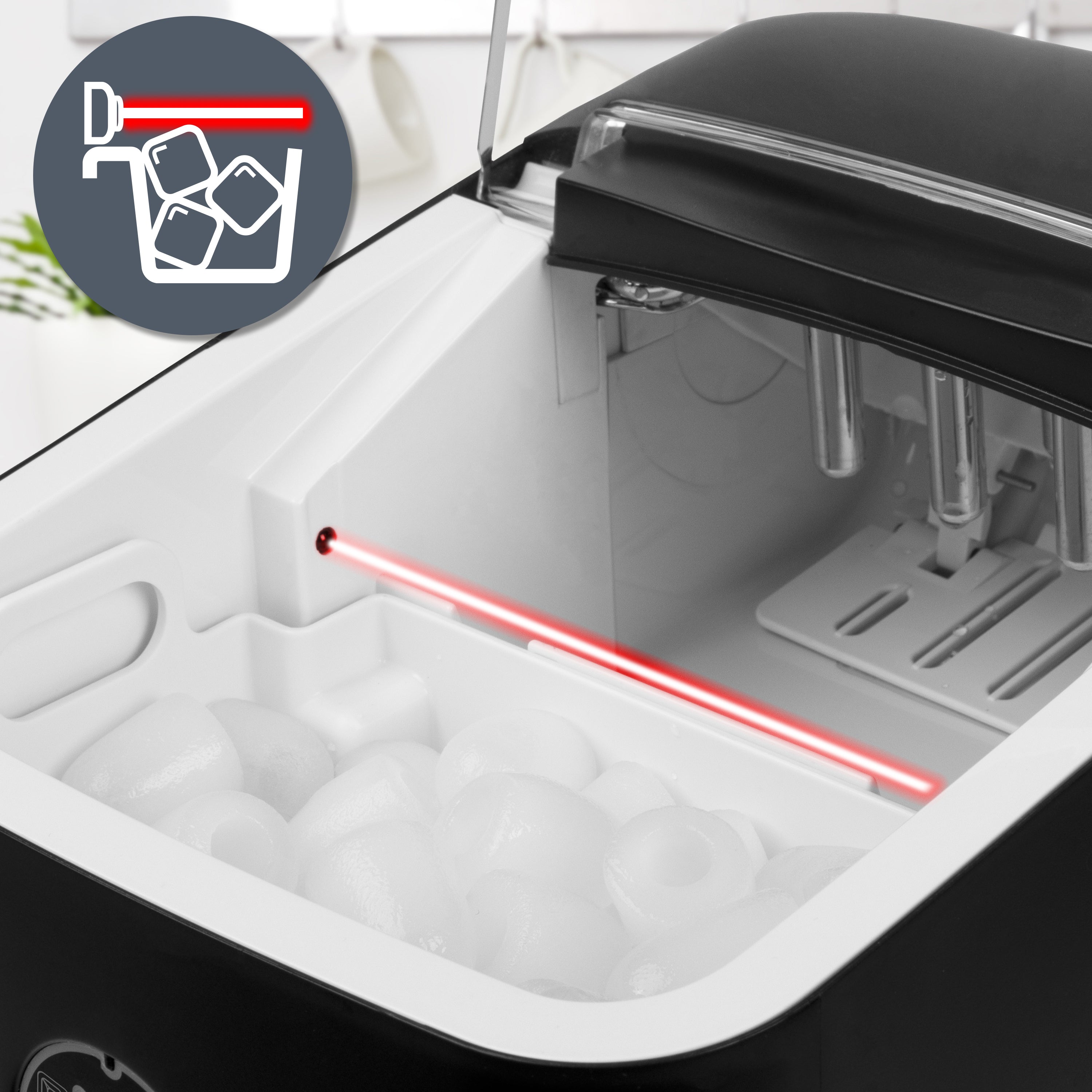 Duronic ICM12 Fast 6-Minute Clear Ice Maker Machine | Portable Automatic Ice Cube Maker with Scoop & Basket | 12KG/24H Self-Cleaning | Perfect for Home, Office, Bar, BBQ, RV & Outdoor Adventures | Black