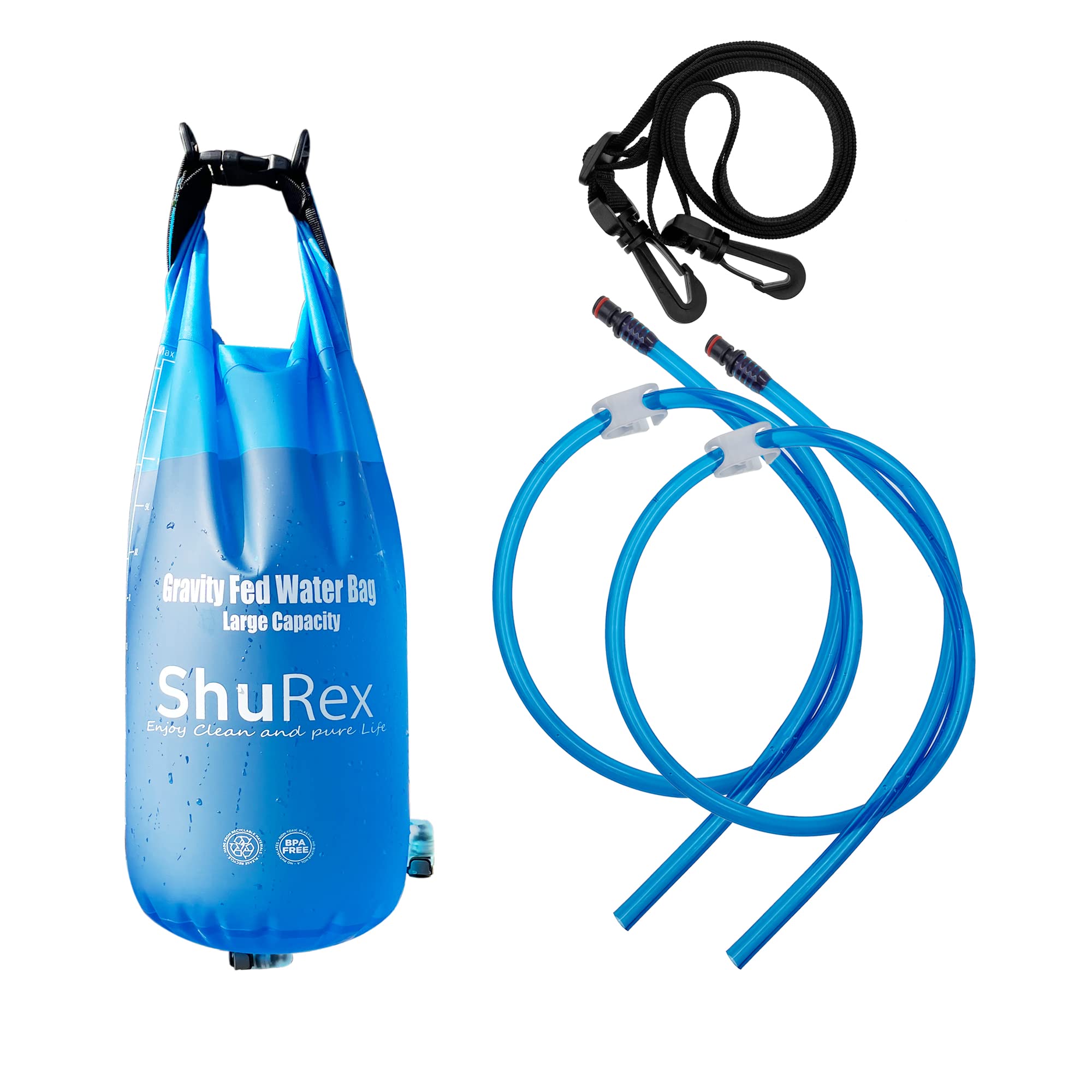 3-Gal Gravity-Fed Water Bag with 2 Outlet Pipes | Compatible with Sawyer, LifeStraw & Other Water Filters | BPA-Free Survival Water Filtration System (12L/3Gal) | Ideal for Camping, Hiking, Emergency Preparedness & Outdoor Adventures