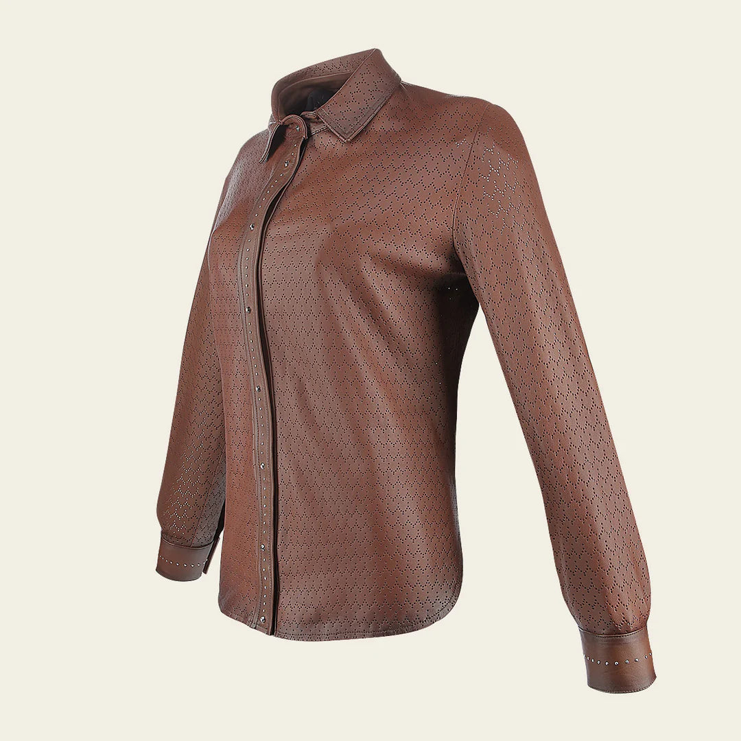 **M353COC Women's Western Fashion Brown Lambskin Leather Camisole - Stylish & Comfortable for Cowgirl Outfits, Rodeo Events & Casual Wear**