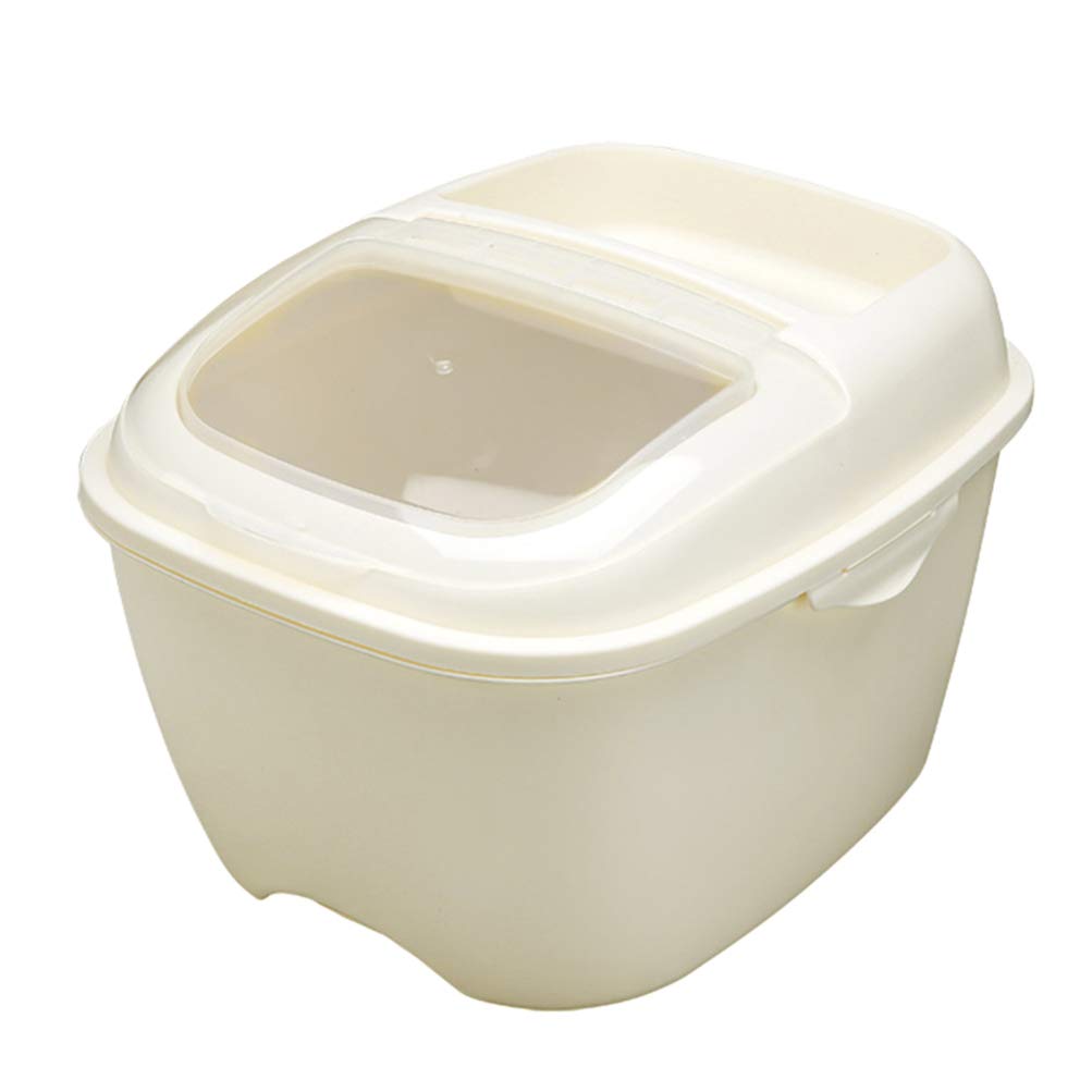 YARNOW 10KG Airtight Food Storage Container - Plastic Grain Cereal Flour Bin for Rice, Pet Food, Sugar & Dry Pantry Items | Kitchen & Pantry Organization | BPA-Free White Food Saver Bucket with Secure Lid