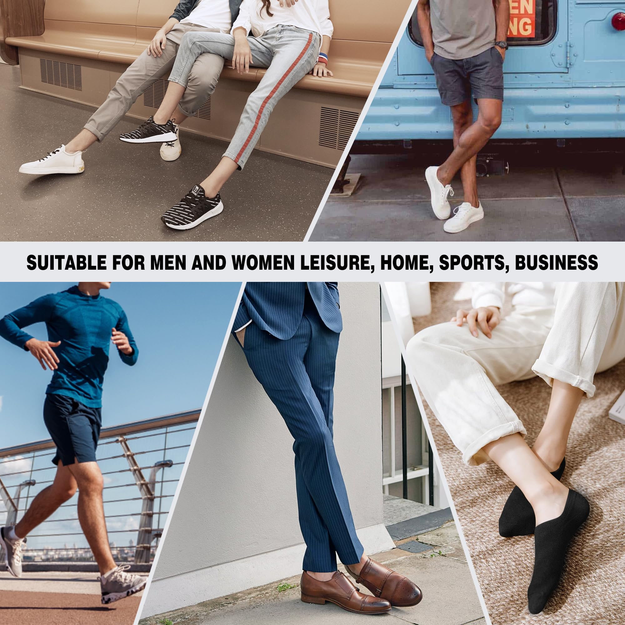YOJOOM Men's No Show Trainer Socks - Pack of 6-9/9-12 Pairs, Low Cut Invisible Socks with Non-Slip Silicone Stripes for Running, Gym & Casual Wear