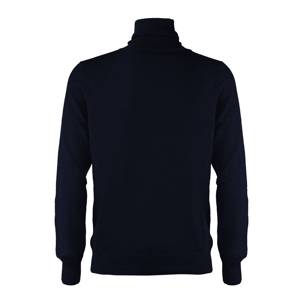 Premium GRAN SASSO Merino Wool Turtleneck Sweater for Men & Women - Navy Blue Winter Knitwear - Cozy & Warm for Office, Travel & Outdoor Activities