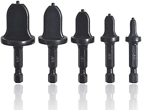 5 Pcs Swaging Tool Drill Bit Set - 1/4 Inch Hex Shank Copper Pipe Swagging Bits for AC Tube Expansion & Flaring | HVAC Repair Kit for Copper Tubing Installation & Maintenance