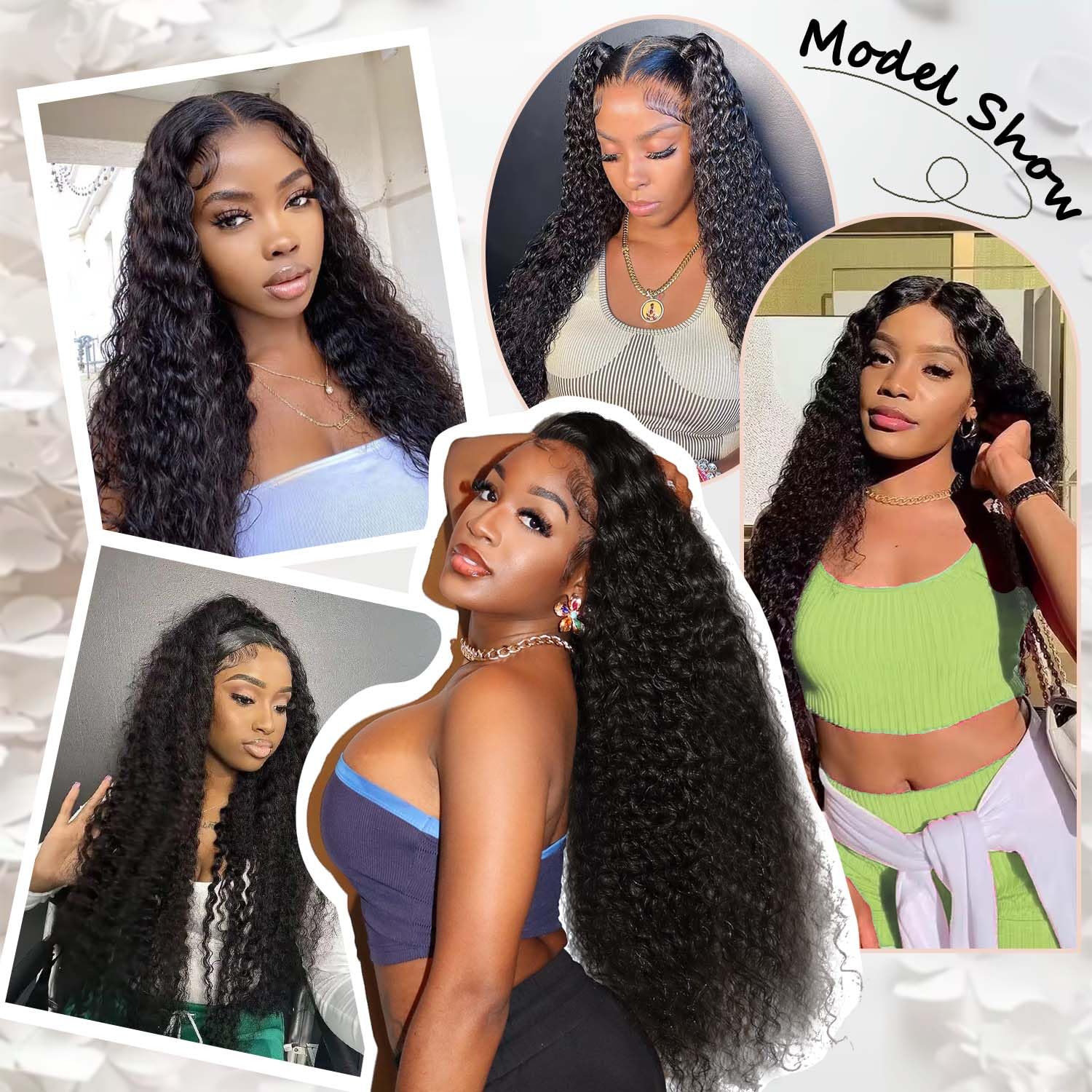 12A Deep Wave Brazilian Virgin Human Hair Bundles 22 24 26 Inch - 3 Pcs 100% Unprocessed Remy Hair Extensions - Natural Black Water Wave for Stunning Curly Weave & Everyday Glamorous Hairstyles