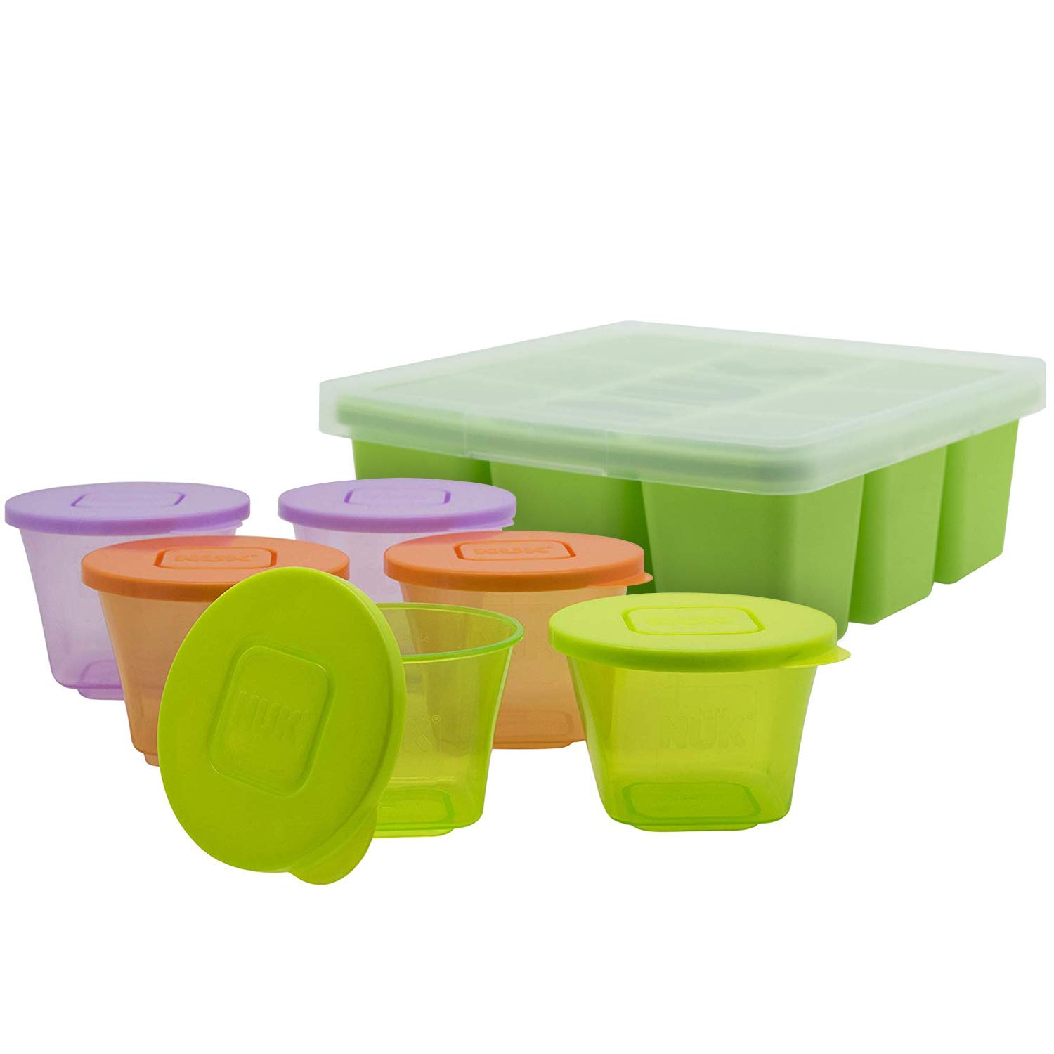 Annabel Karmel by NUK 6-Piece Stackable Baby Food Storage Containers Set with Food Cube Tray - Microwave, Freezer & Dishwasher Safe - Perfect for Meal Prep, Breastmilk Storage & Baby Puree Organization