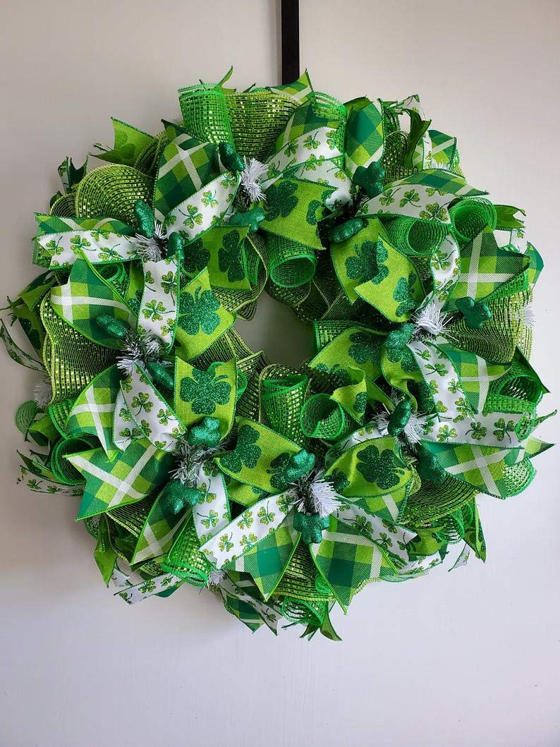 St. Patrick's Day Wreath - Irish Shamrock Decor for Front Door, Home & Party - Perfect for St. Paddy's Day Celebrations & Irish-Themed Events