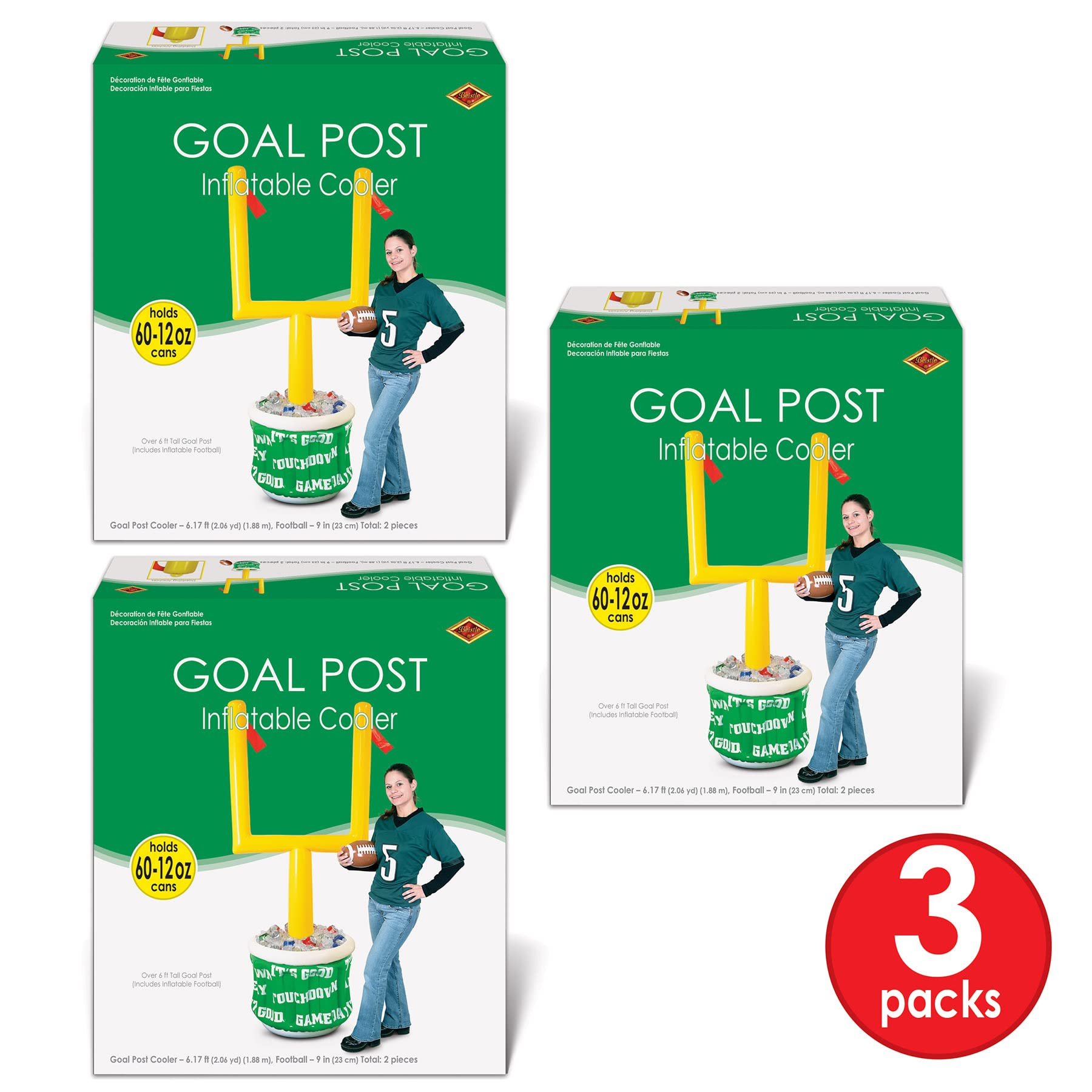 Beistle 3-Piece Inflatable Goal Post Drink Coolers with Football Decorations - 74