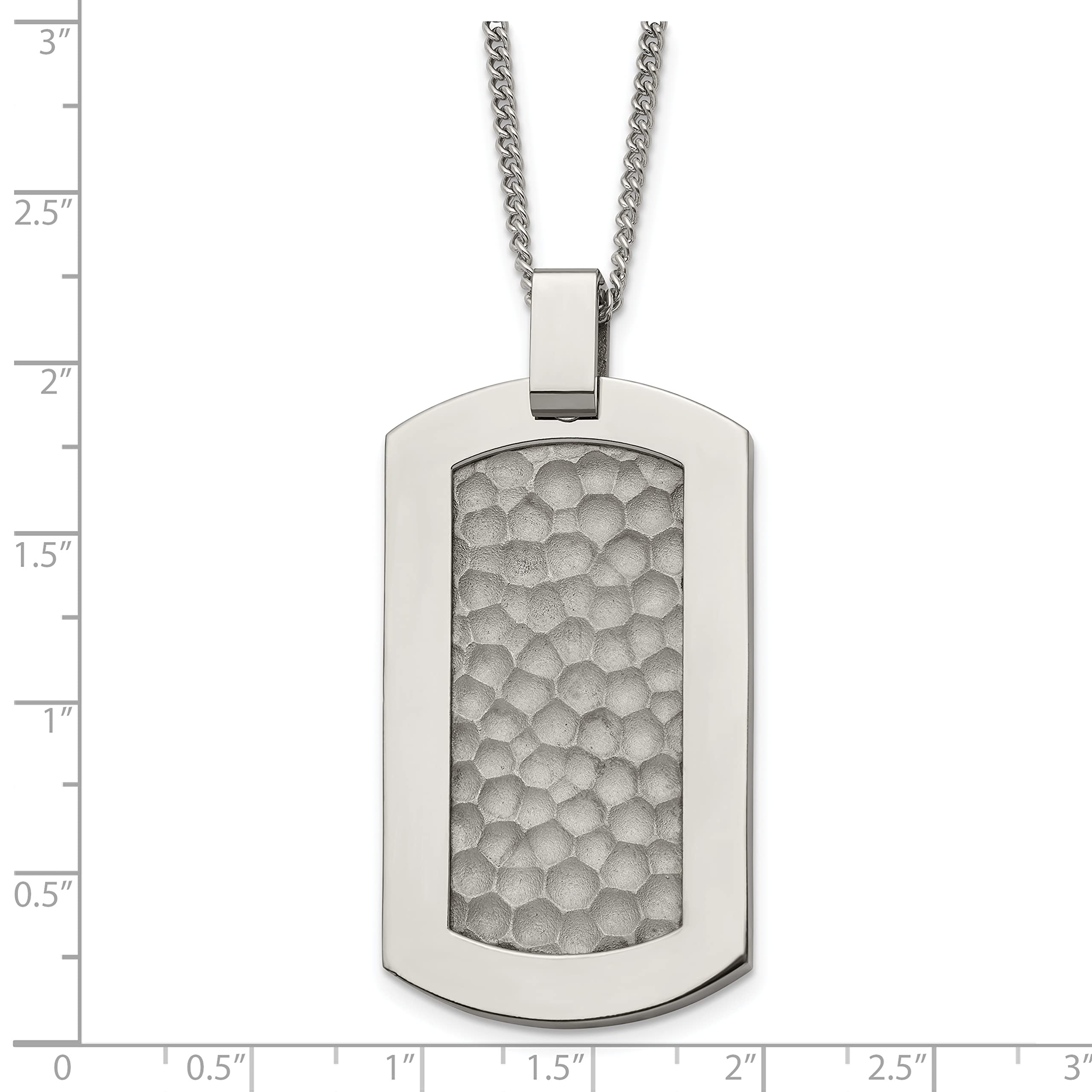 IceCarats Titanium Hammered Dog Tag Necklace for Men & Women - 22 Inch Adjustable Chain - Stylish Military Inspired Jewelry Gift for Everyday Wear & Special Occasions