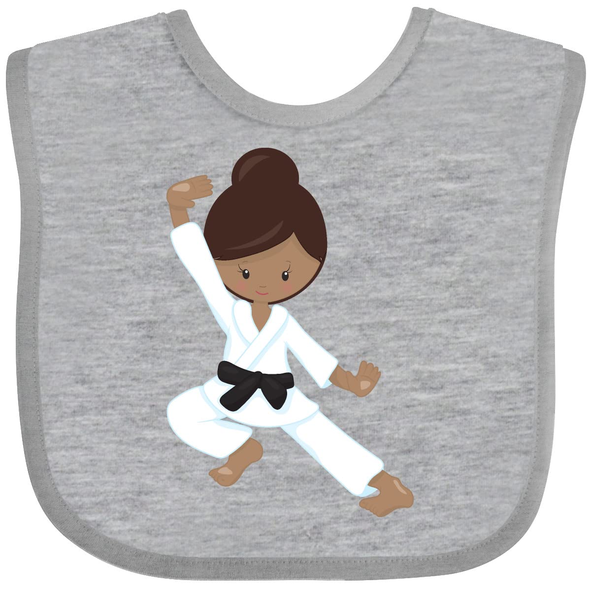 Black Belt Karate Girl Baby Bib - African American Toddler Feeding Bib for Mealtime & Playtime - Perfect for Infants Learning to Eat & Martial Arts Enthusiasts