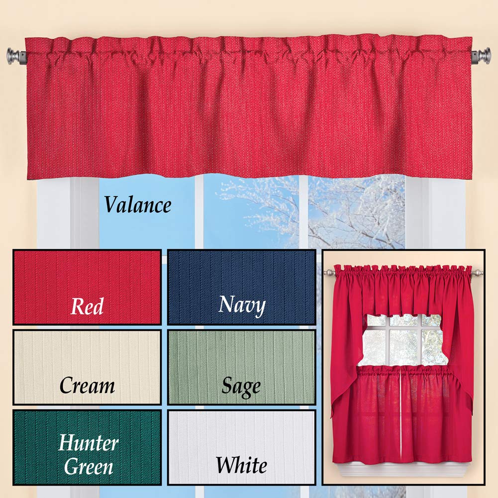LORRAINE HOME FASHIONS Red Ribcord Window Curtain Valance 54 x 12 Inches - Elegant Tailored Valance for Living Room, Bedroom & Kitchen Decor - Home Fashion Accessories