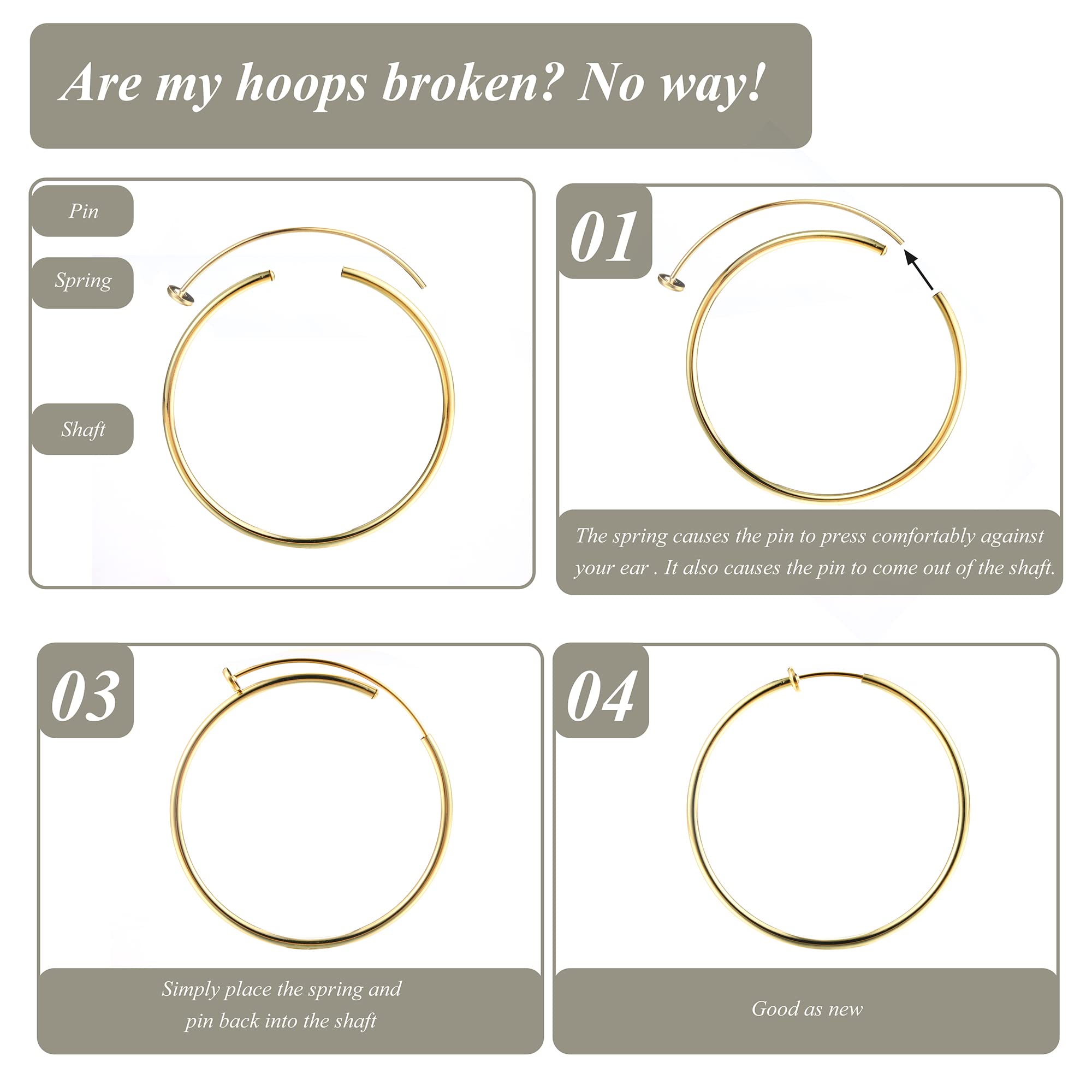 8Pcs Clip-On Hoop Earrings for Women - Stainless Steel Non-Piercing Big Hoops in Silver & Gold | Hypoallergenic Lightweight Twisted Earrings for Sensitive Ears | Perfect for Parties, Weddings & Everyday Wear