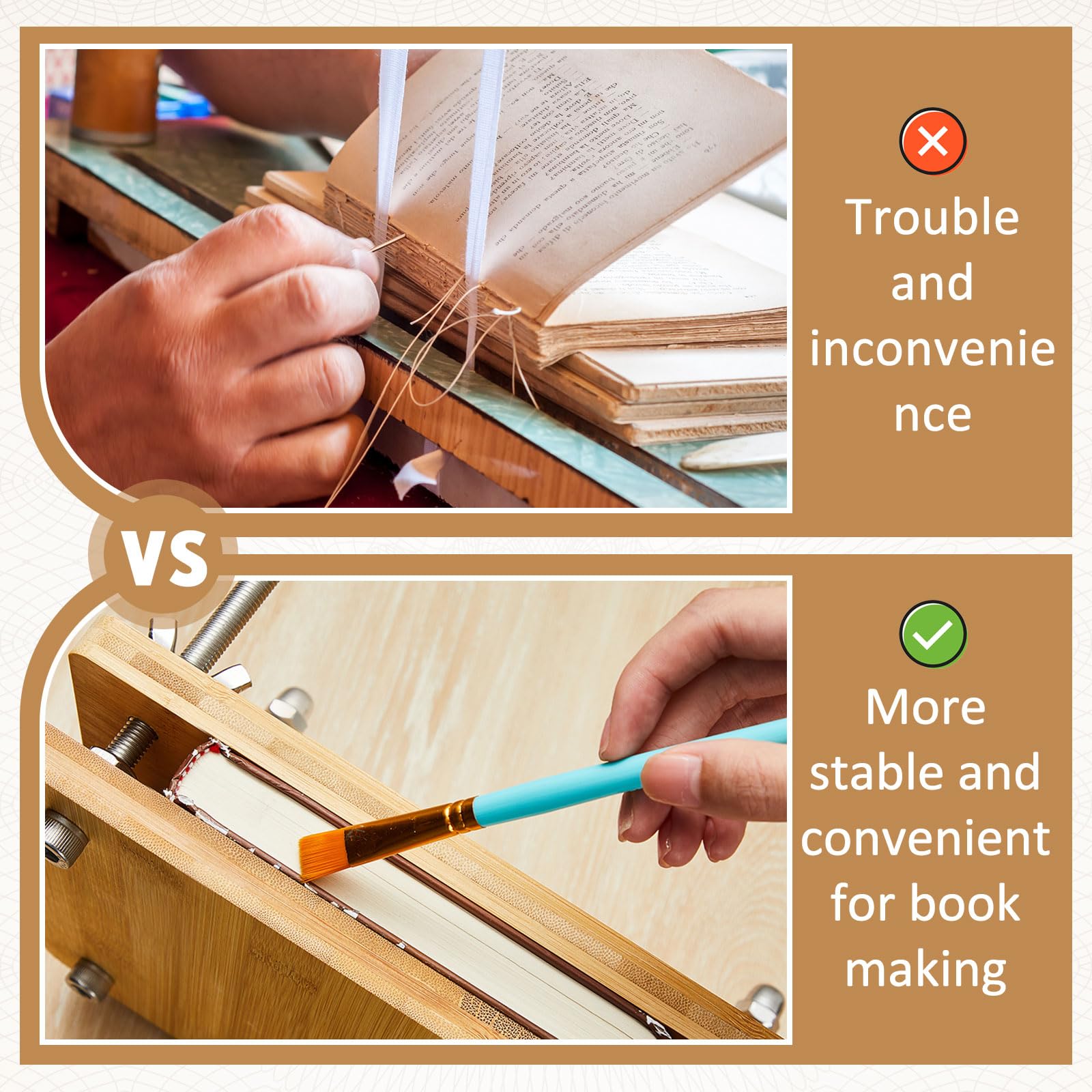 Premium Wooden & Bamboo Book Press Board - 15 x 15 Inch Handmade Bookbinding Press Machine for DIY Paper Craft, Scrapbooking & Journal Making - Perfect for Book Restoration, Art Projects & Stationery Workshops