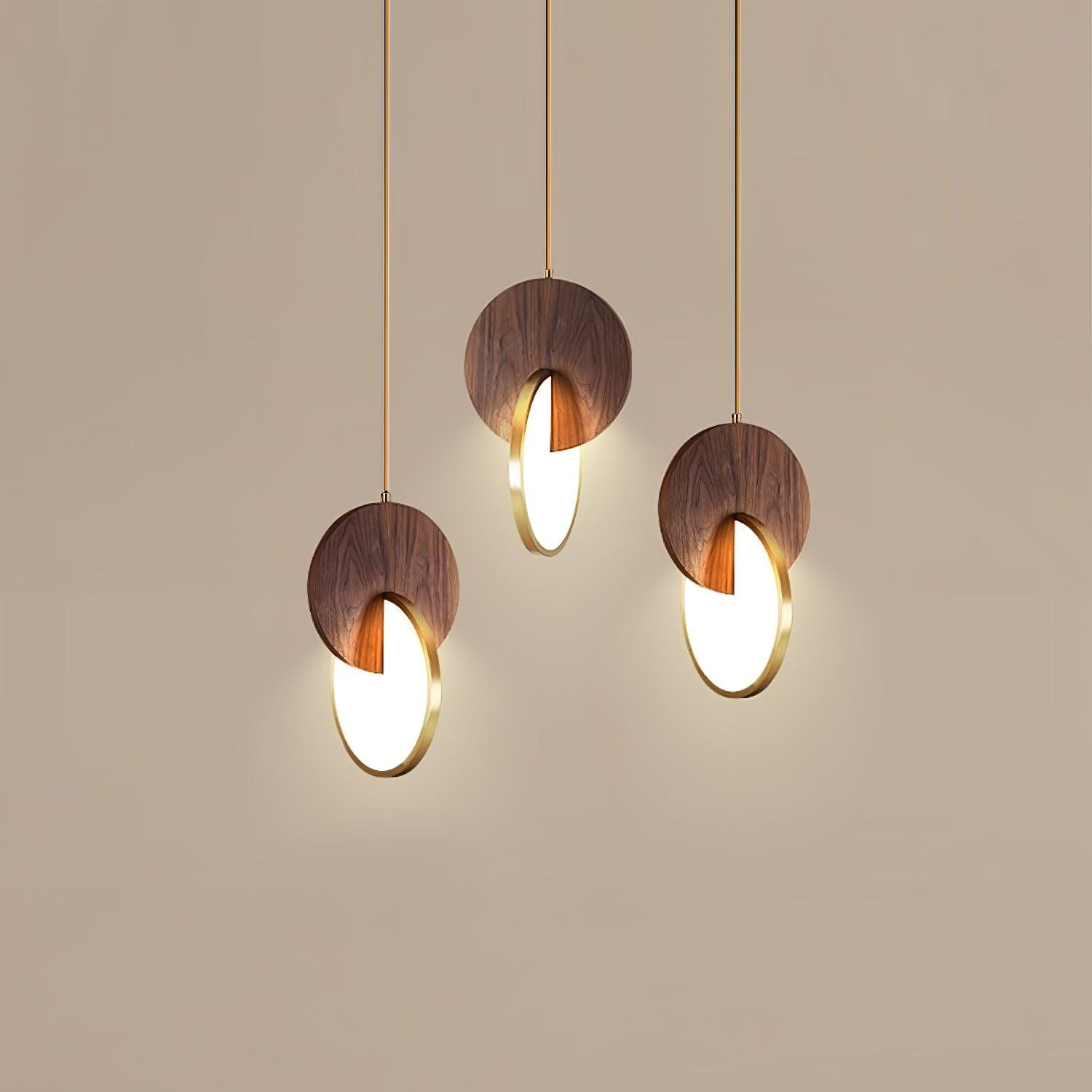 Modern Double Disk Pendant Light - Adjustable Hanging Chandelier for Dining Room, Kitchen Island & Living Room Decor