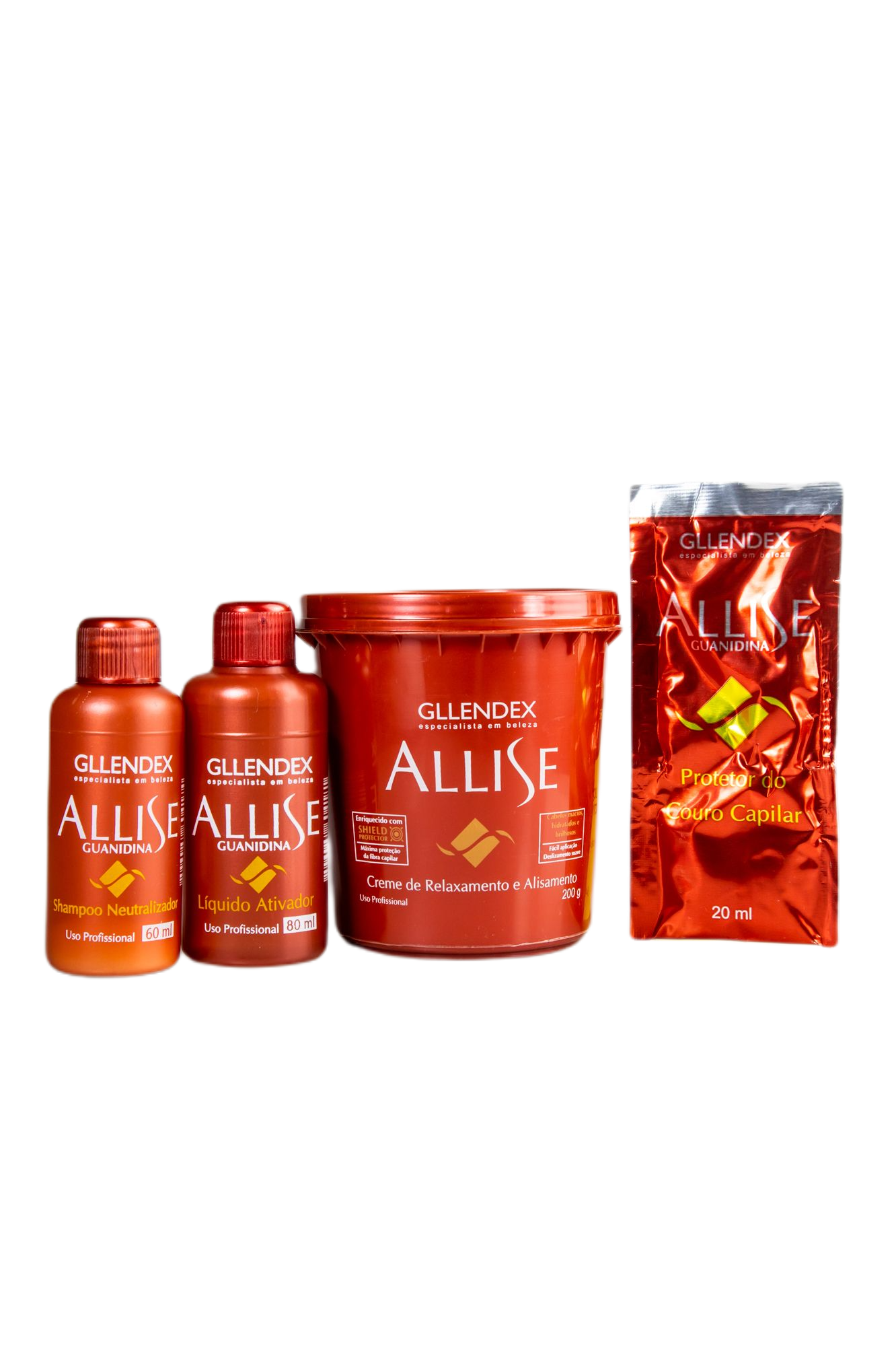 Gllendex Allise Guanidine Relax Straightening & Hydration Protection Kit - 4 Piece Hair Care Set for Smooth, Frizz-Free Hair at Home or Salon