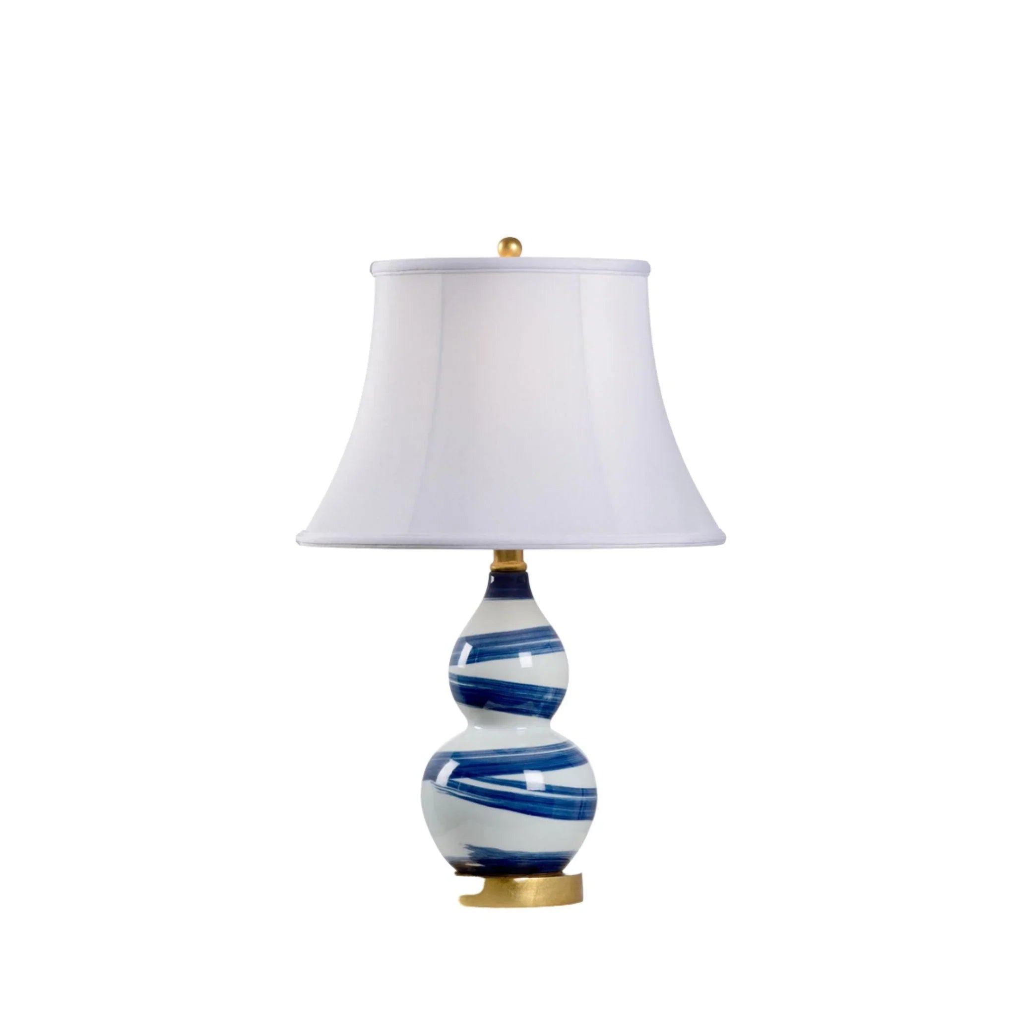 Vintage Blue and White Swirl Ceramic Table Lamp with Bell Shade - Perfect for Bedroom Nightstand, Living Room Decor, or Office Lighting