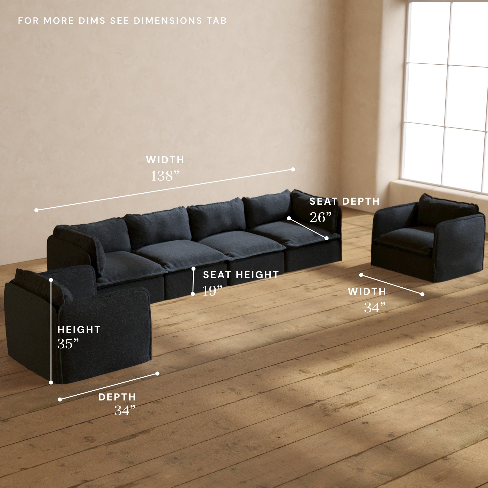 Premium Modular 4-Seater Sofa & Armchair Set in Indigo Blue | Luxe Fabric Blend | Perfect for Living Room, Lounge & Home Theater Seating