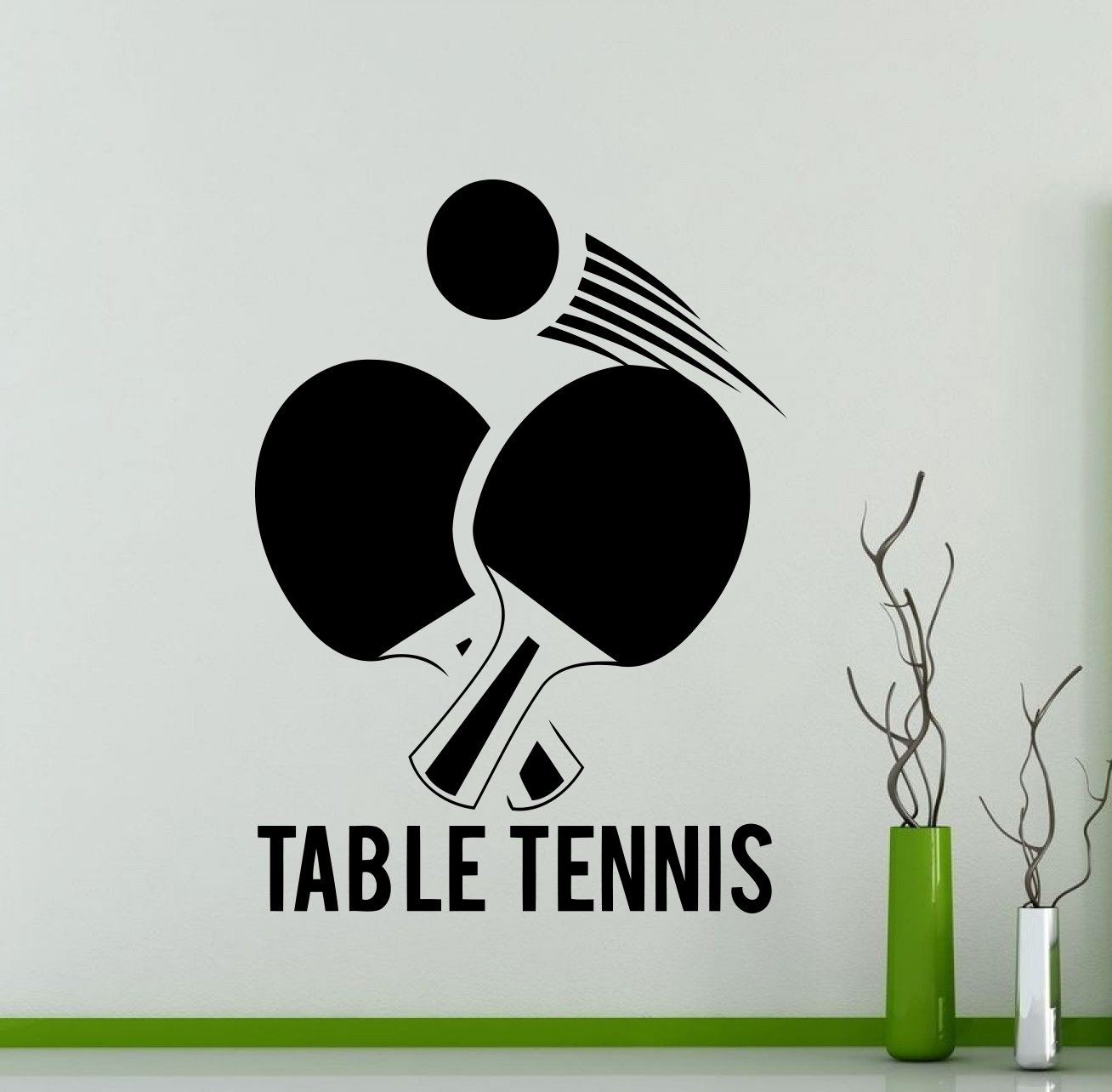 Table Tennis Wall Decal Sticker - Ping Pong Sports Vinyl Wall Art for Home Gym, Game Room & Office Decor - Waterproof Indoor Mural (12 Pack) - Perfect for Sports Enthusiasts & Ping Pong Lovers