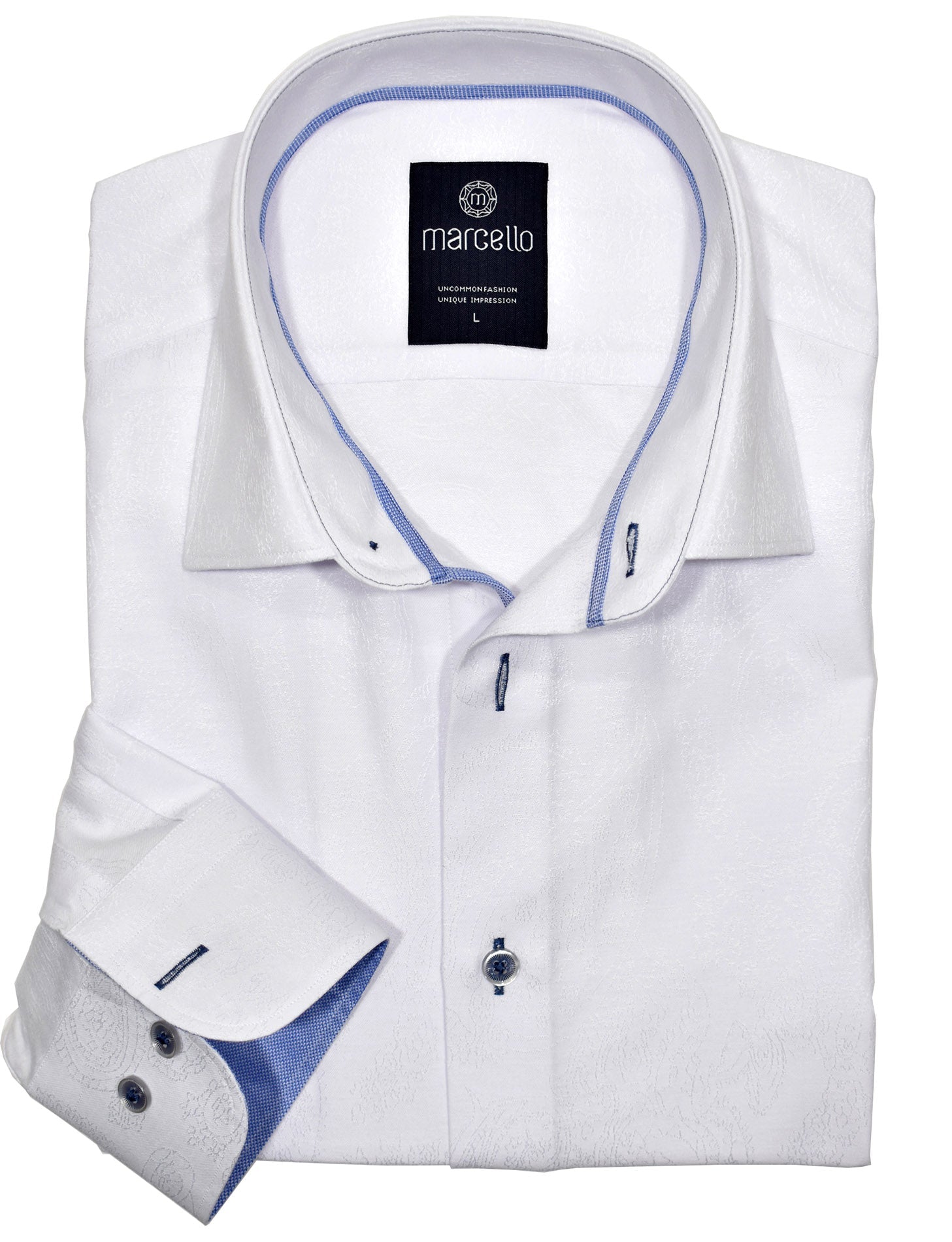 CM00419 White Tonal Paisley Cotton Shirt for Men - Casual Button Down Shirt for Office, Date Night & Summer Outfits