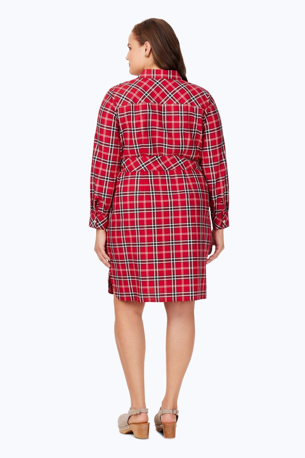 Stylish Plus Size Holiday Plaid Long Sleeve Dress for Women - Perfect for Christmas Parties, Office Wear & Winter Gatherings