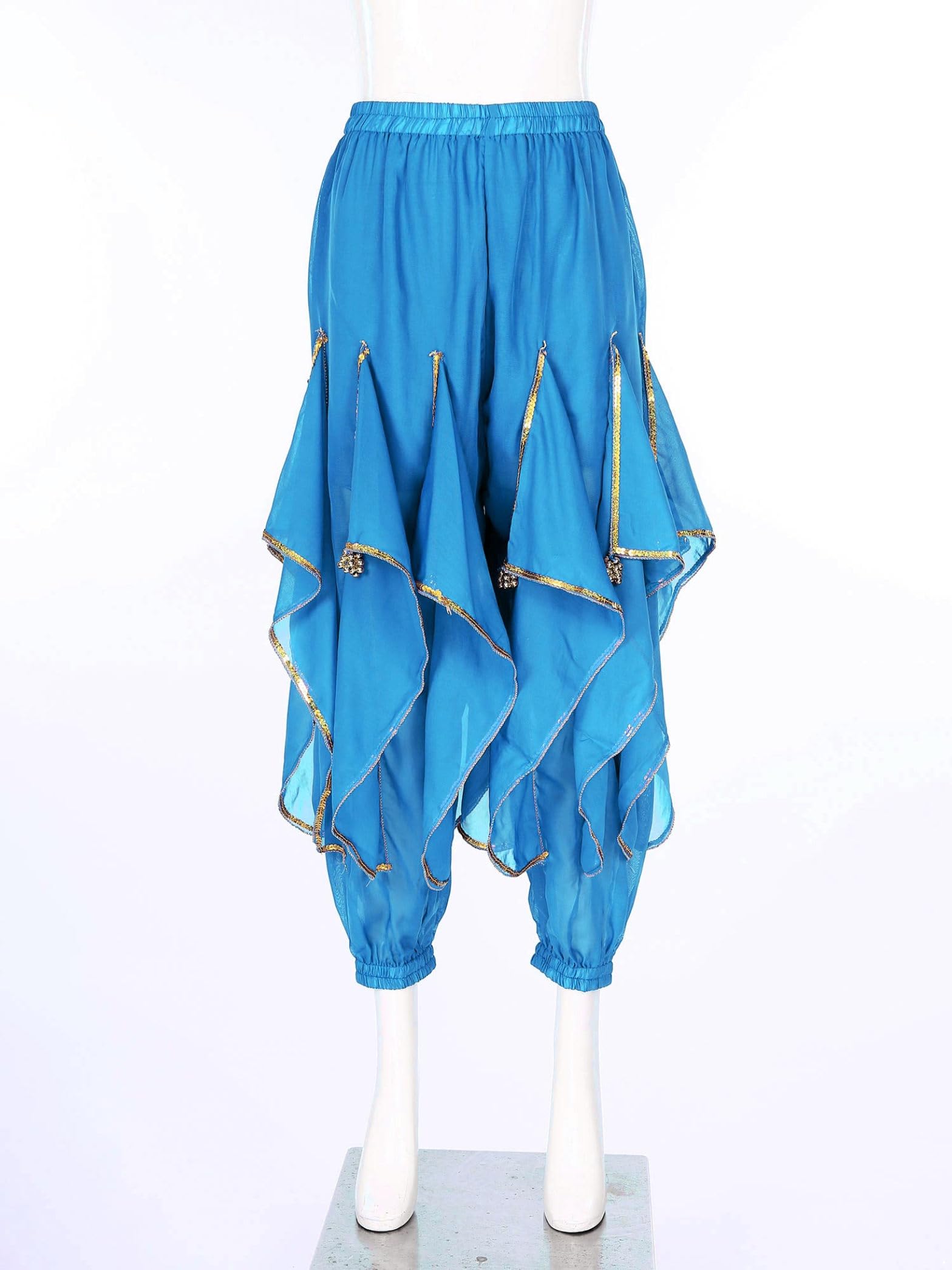 Women's Belly Dance Pants - Tribal Baggy Arabic Harem Pants with Ruffle Design for Halloween & Cosplay Costumes - Perfect for Dance Performances, Parties & Themed Events