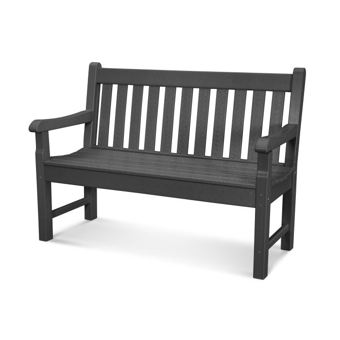 POLYWOOD Rockford 48-Inch Outdoor Bench - All-Weather Resin Wicker Patio Furniture for Garden, Deck, Poolside & Backyard (Use for Seating, Decor, and Relaxation in Outdoor Spaces)