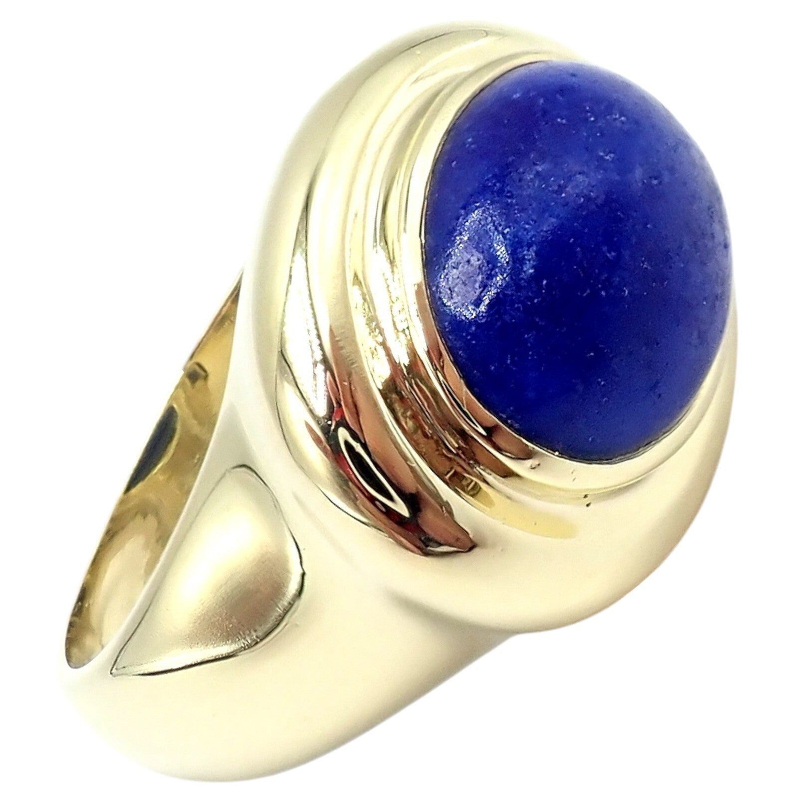 Authentic Tiffany & Co Paloma Picasso 18k Yellow Gold Large Lapis Oval Ring - Luxury Statement Jewelry for Women, Perfect for Weddings, Anniversaries & Special Occasions