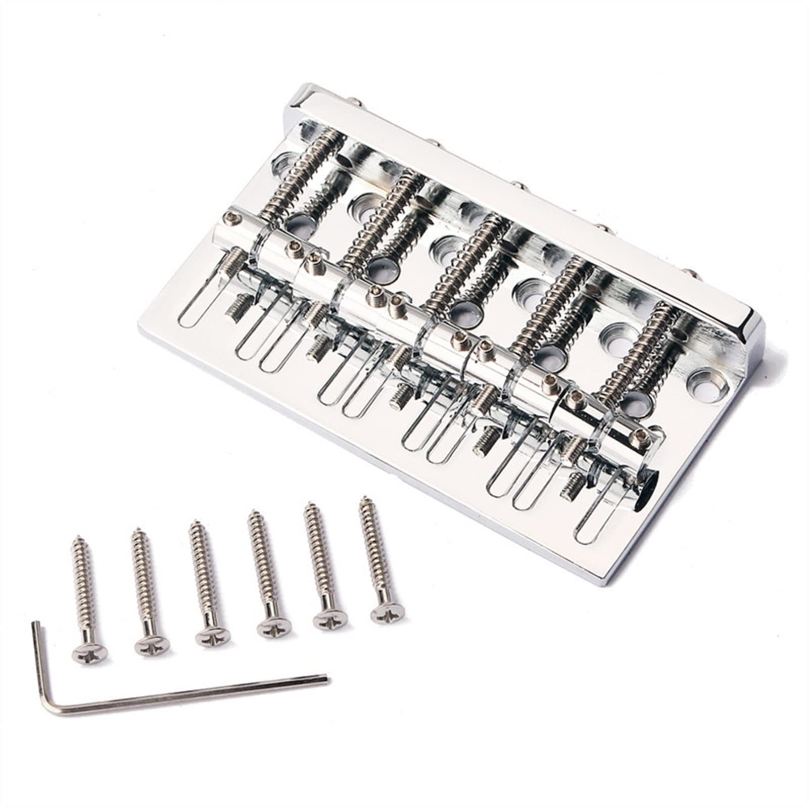 5-Piece Silver Iron Bass Bridge Set for Electric Guitar - High-Quality Replacement Parts & Accessories - Perfect for DIY Repairs, Upgrades & Professional Use
