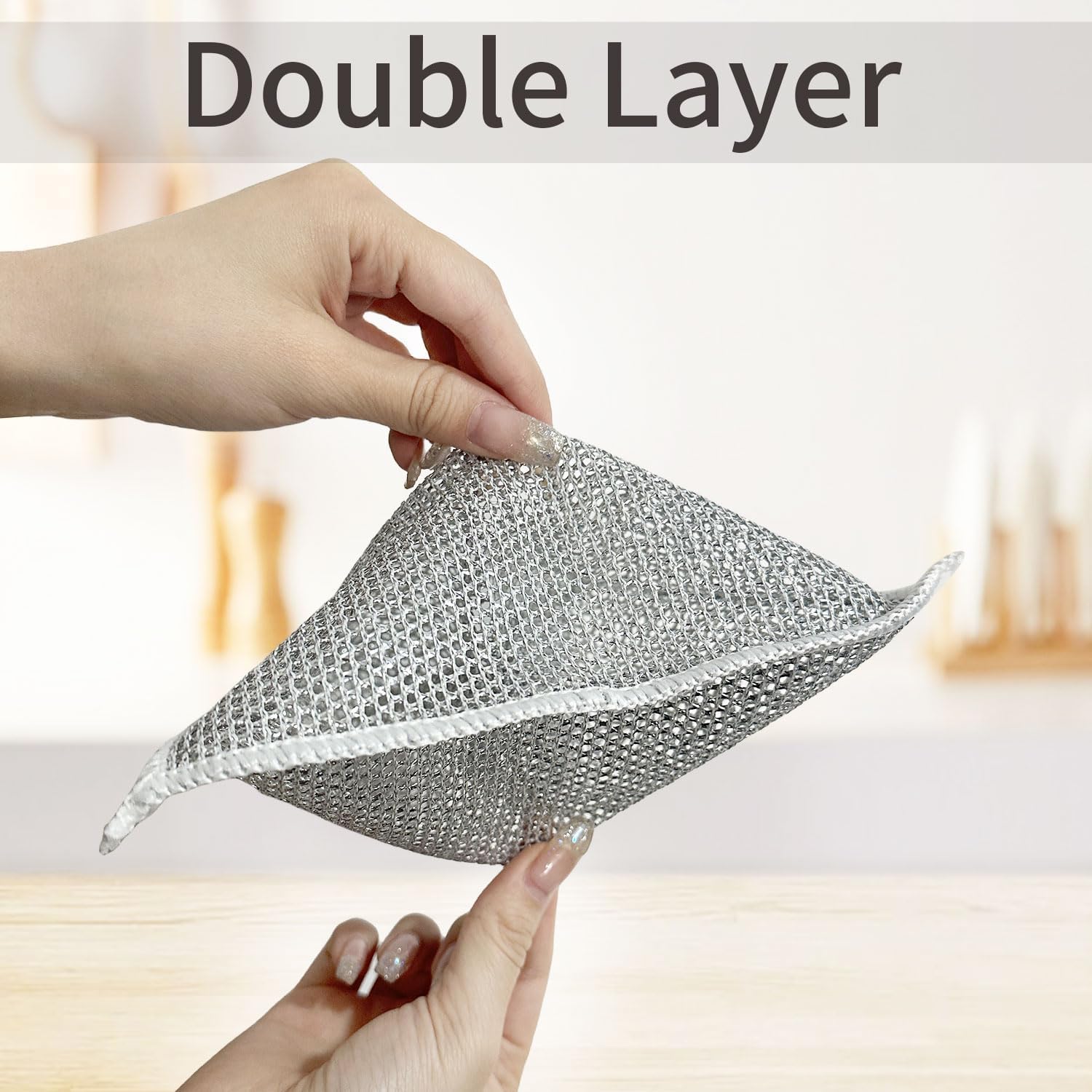 2-Pack Double Layer Wire Dishwashing Rags - Non-Scratch Cleaning Cloths for Wet & Dry Use | Multipurpose Kitchen Scrubber for Dishes, Sinks, Countertops & Stovetops | Perfect for Everyday Cleaning & Tough Stains