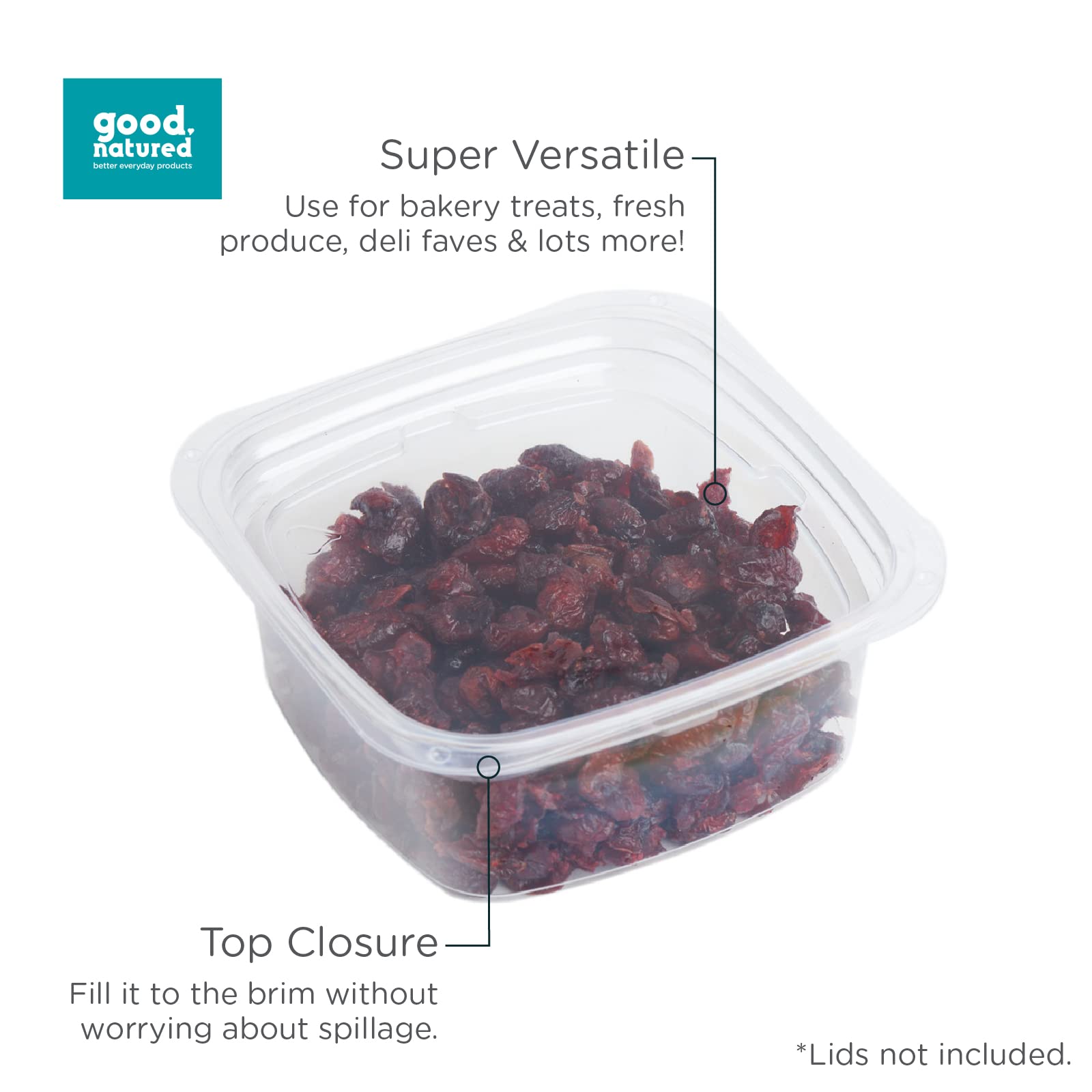 Good Natured 12 oz. Deli Containers (Pack of 675) - 99% Plant-Based, BPA-Free, Clear Food Storage Containers - Stackable Square Containers for Meal Prep, Leftovers & Restaurant Use