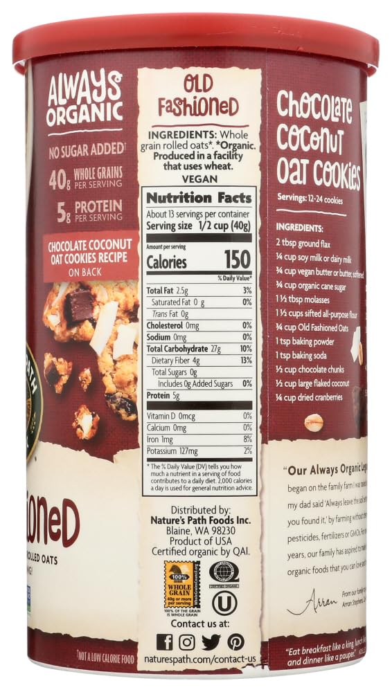 Country Choice Old Fashioned Oats - 3 Pack (18 Oz Each) | Organic Rolled Oats for Healthy Breakfast, Baking & Smoothies | Quick Cooking Whole Grain Oatmeal for Energy & Weight Loss