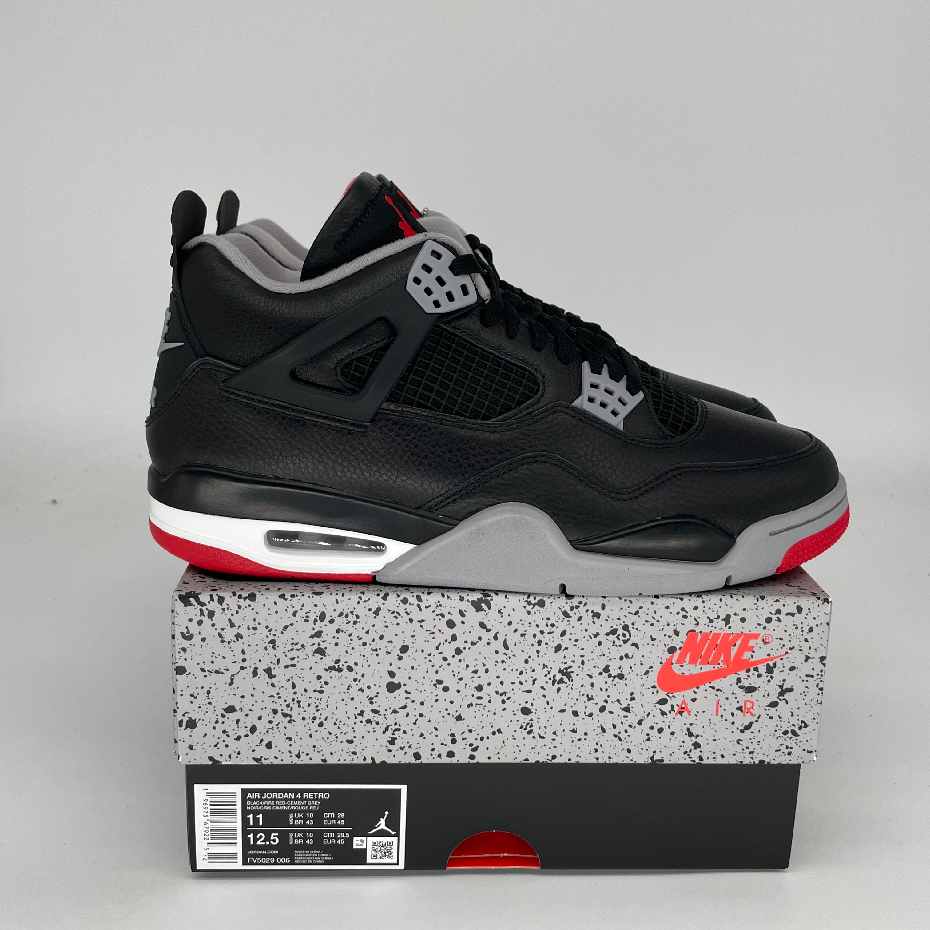 Original Air Jordan 4 Bred Reimagined Men's Basketball Shoes - Size 11 (FV5029-006) | Retro Sneakers for Streetwear & Basketball Games