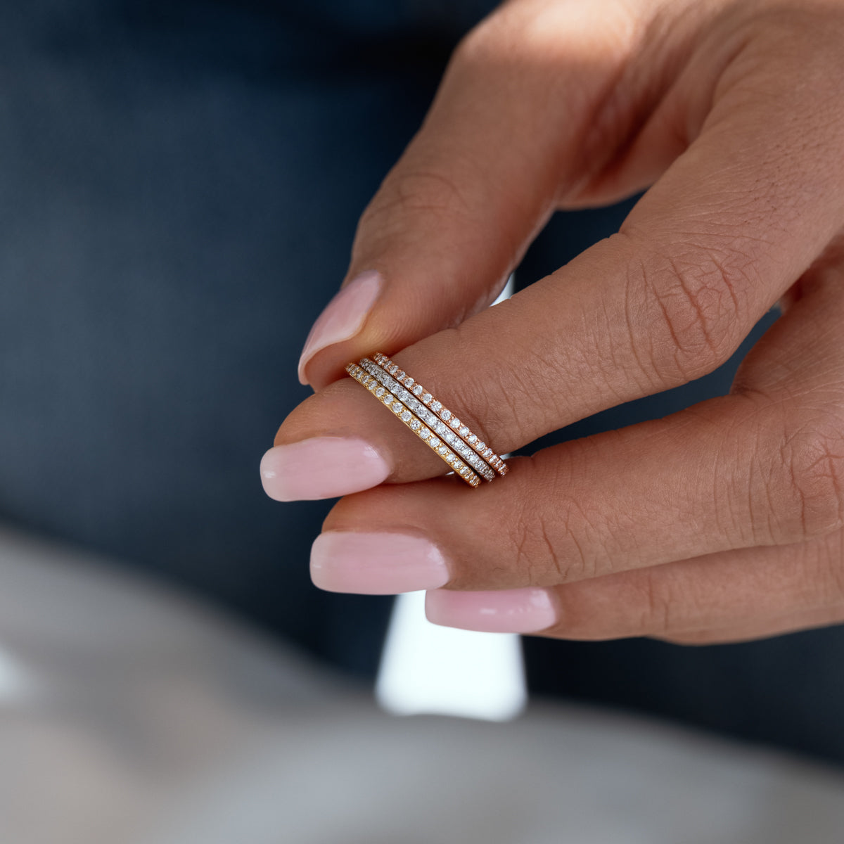 Diamond Stackable Eternity Bands for Women - 14K Gold Wedding Rings Set - Perfect for Anniversary, Engagement & Everyday Elegance