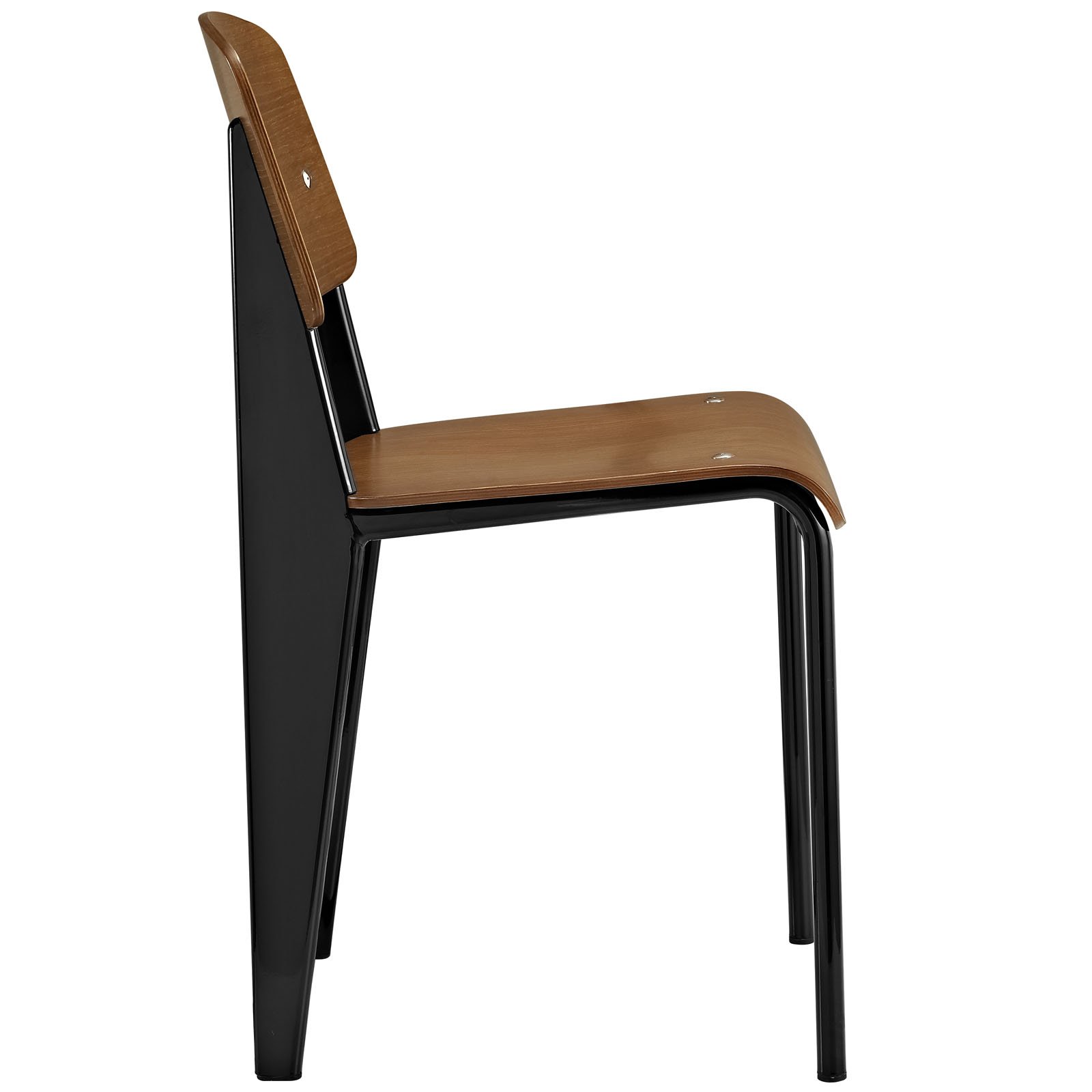 Modway Cabin Modern Wood & Metal Dining Chair - Walnut Black Finish - Perfect for Kitchen, Dining Room & Home Office
