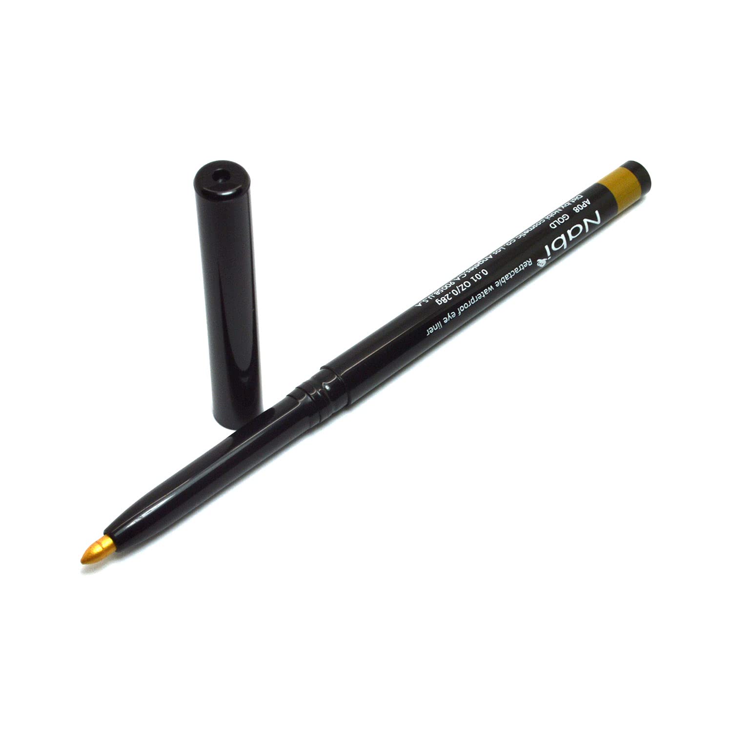 Nabi 1 Professional Retractable Waterproof Eyeliner Pencil - AP08 Gold | Auto Eye Liner with Free Zipper Bag | Perfect for Daily Makeup & Special Occasions