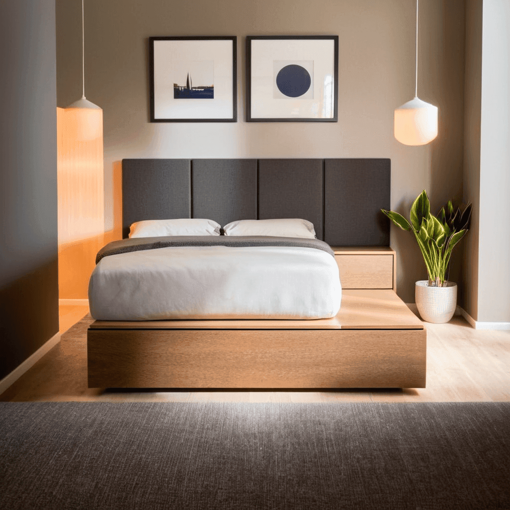 Idella Solid Wood Platform Storage Bed Frame with Underbed Drawers - Queen Size, Modern Minimalist Design for Bedroom Organization and Space Saving